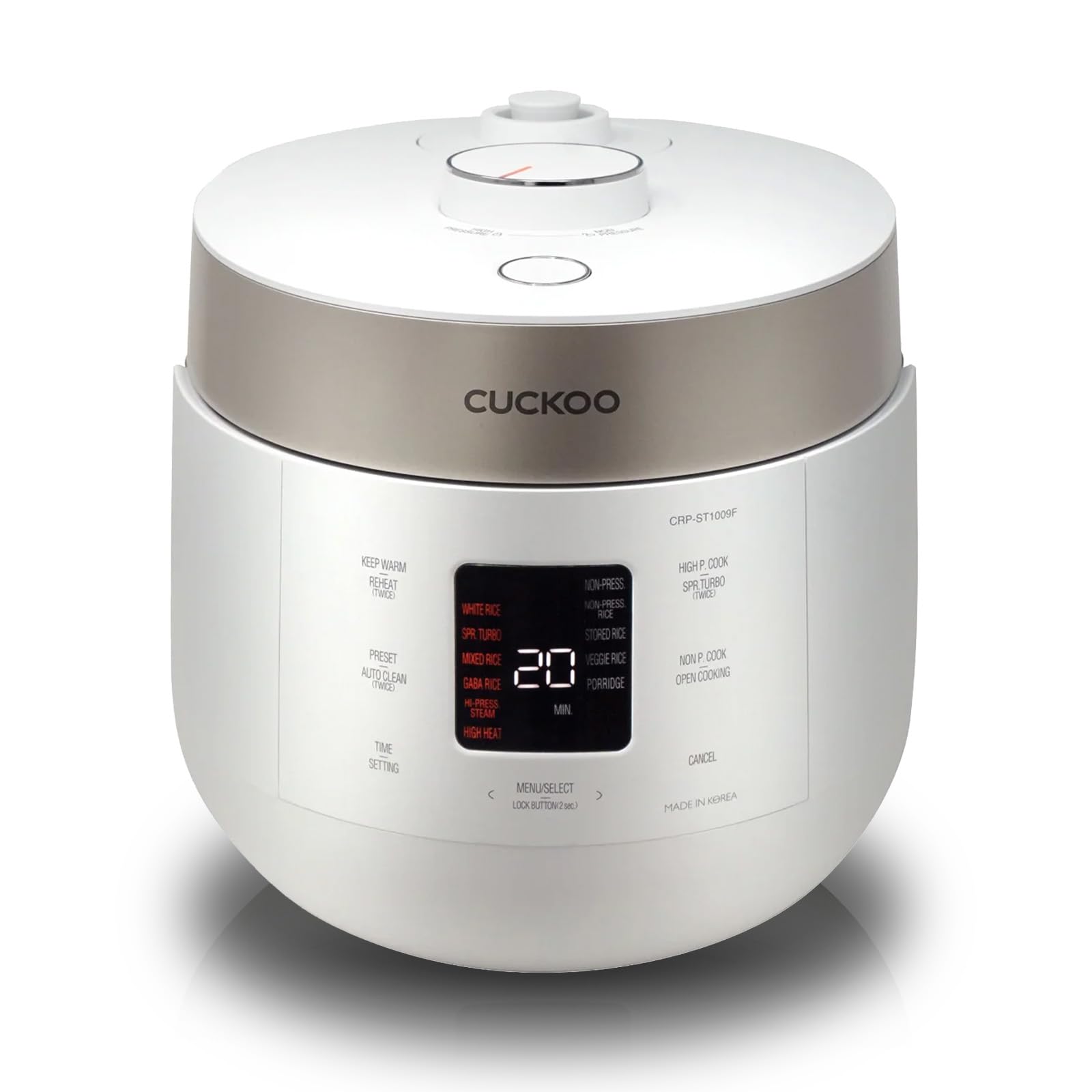 CUCKOO CRP-ST1009FW 10-Cup Uncooked / 20-Cup Cooked Smart Twin Pressure Rice Cooker with Nonstick Inner Pot - 16 Menu Options, 3 Voice Guides & Auto Clean (White) | Perfect for Family Meals, Meal Prep & Healthy Cooking