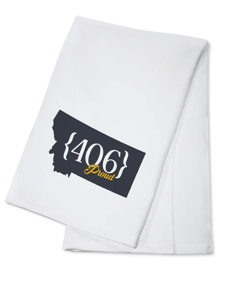 Montana 406 Proud Home State Gray on White 100% Cotton Tea Towel - Decorative Hand Towel for Kitchen, Bathroom & Home Decor | Perfect for Dish Drying, Gift Giving & Farmhouse Style