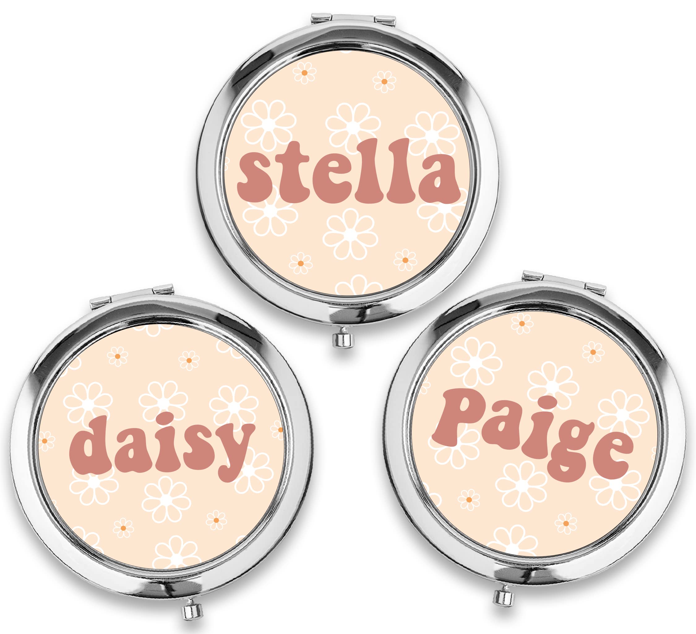 Personalized Daisy Compact Mirror - Travel & Bridal Makeup Gift