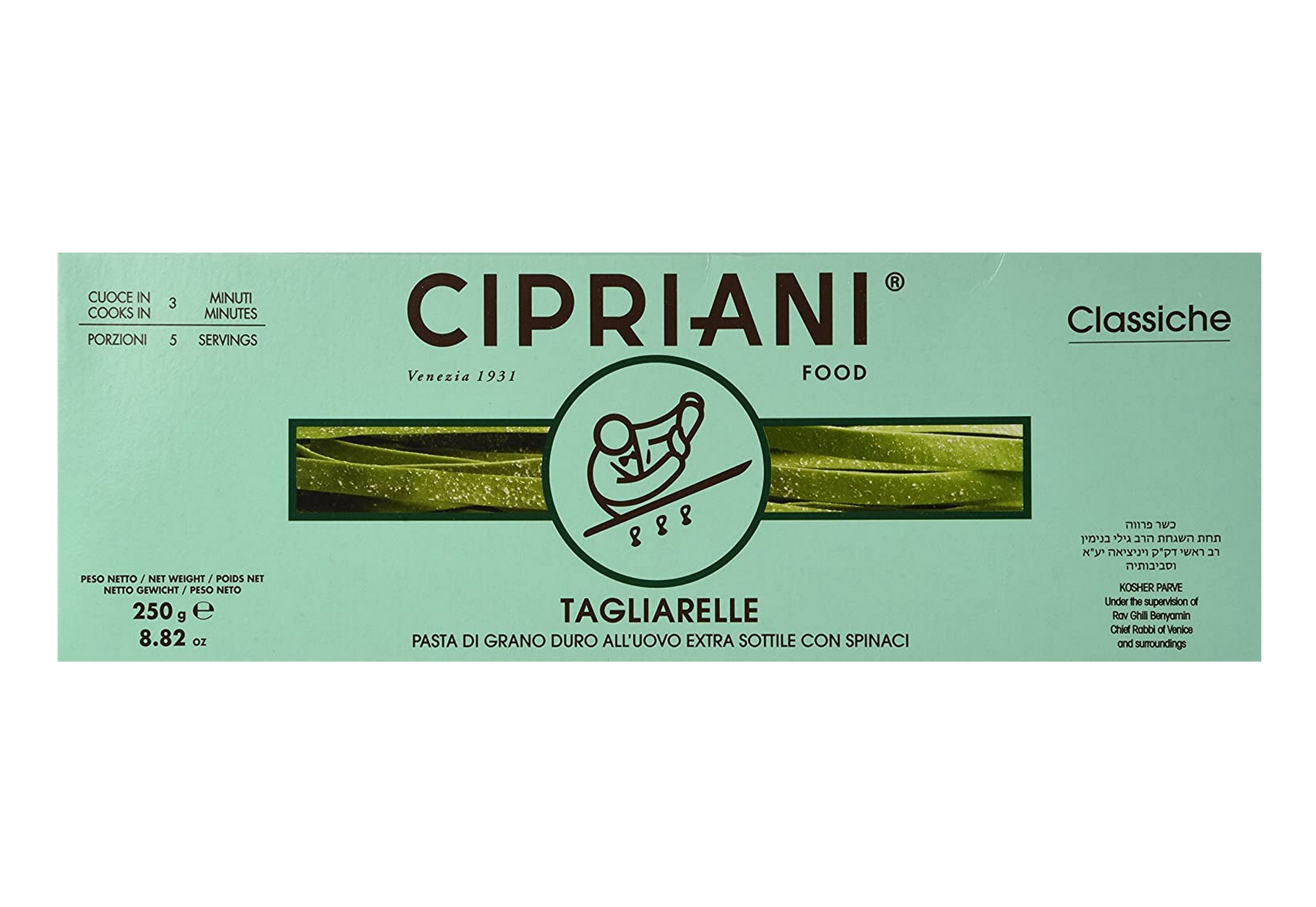 Extra Thin Spinach Egg Tagliarelle Pasta by Cipriani - 8.82 oz | Authentic Italian Pasta for Gourmet Dishes, Pasta Salads & Fine Dining