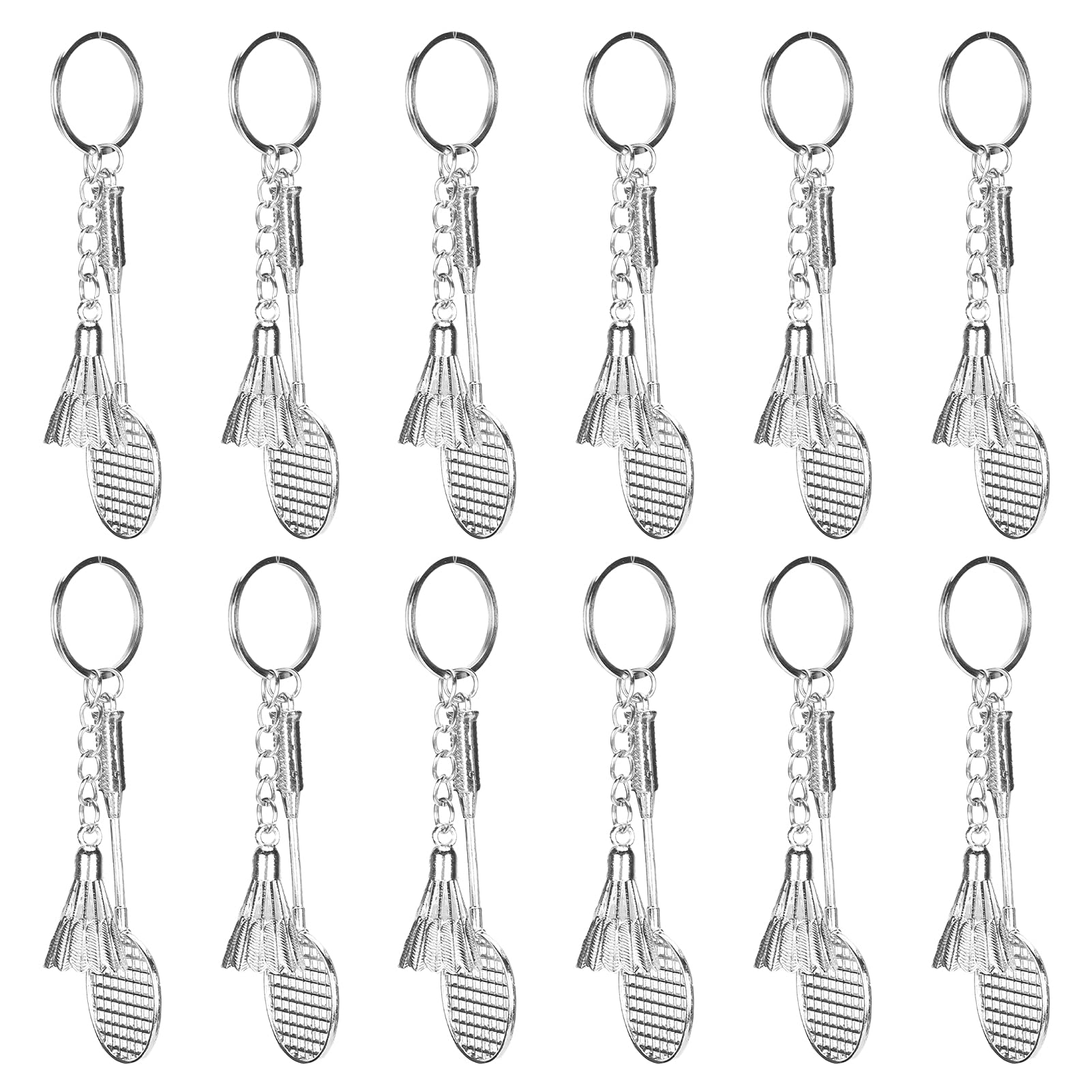 Premium Badminton Bag 14×8×5 with 12pcs Metal Sports Keychain Set - Stylish Badminton Racket Keyrings for Players & Couples - Perfect for Gym, Travel & Sports Enthusiasts