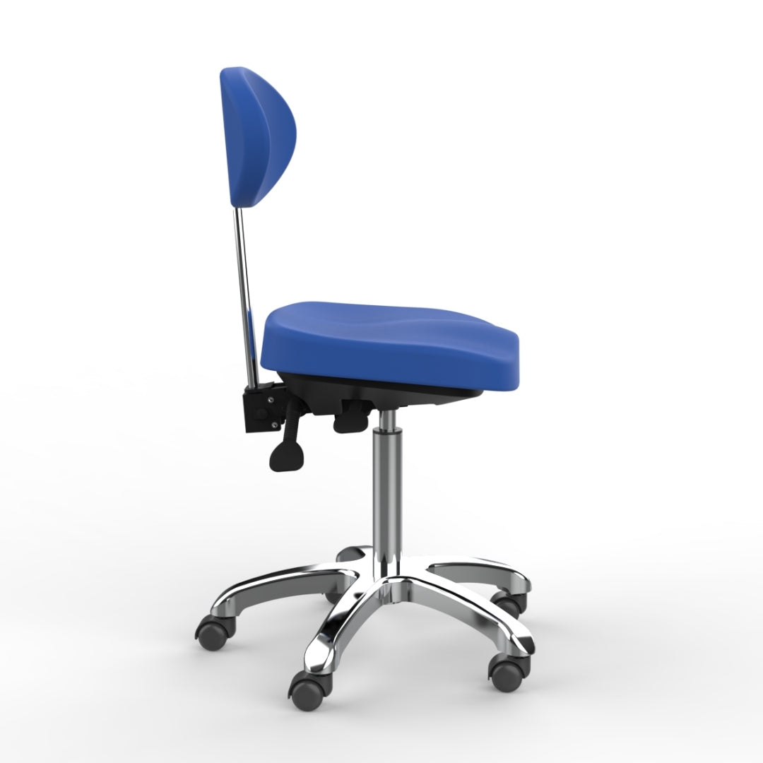 Silverfox Rolling Stool with Back Support - Adjustable Height 1025D Ergonomic Rolling Chair for Salon, Tattoo, Massage & Office Use - Heavy Duty Swivel Stool with Wheels for Beauty Professionals & Home