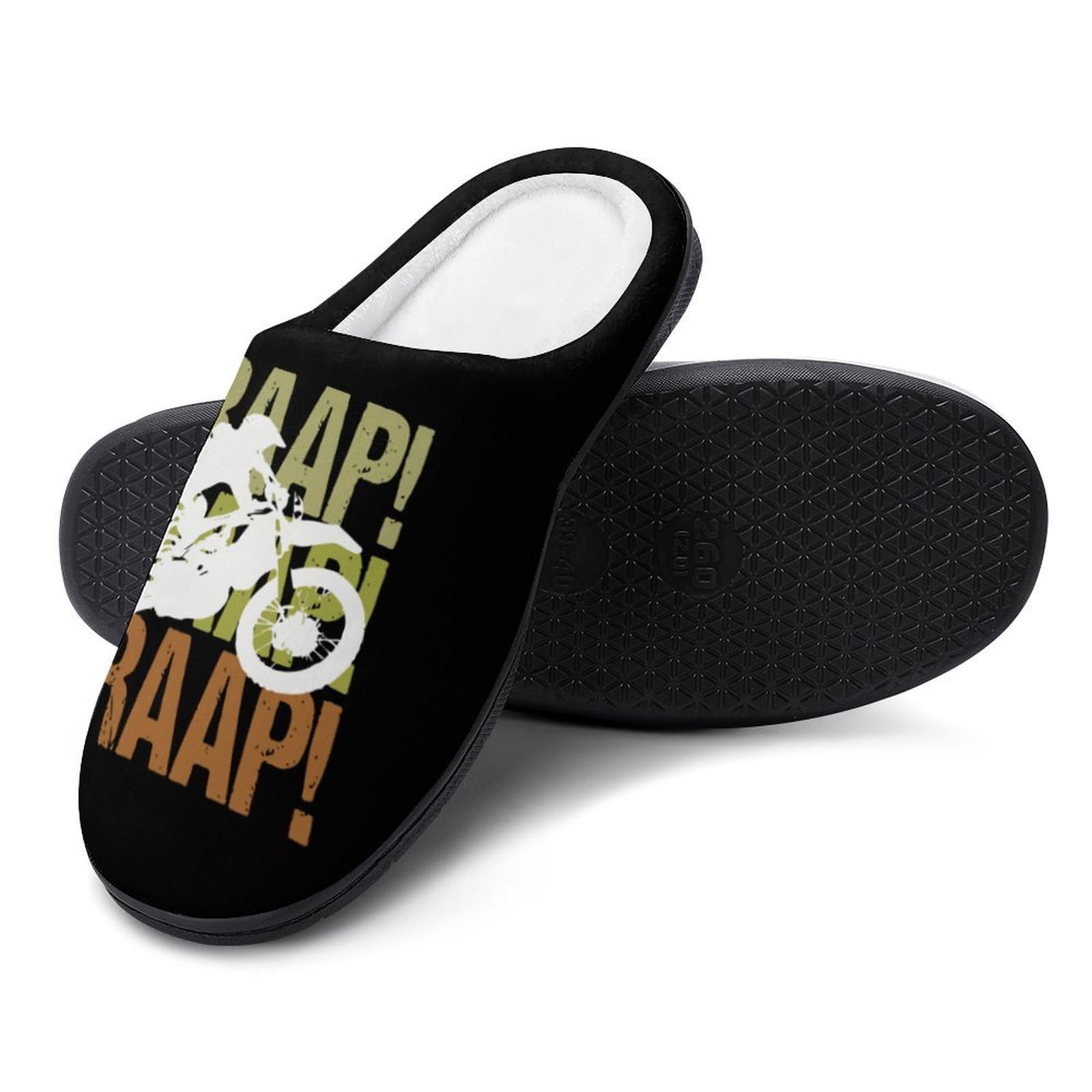 Dirt Bike Motocross Men's Non-Slip Winter House Slippers with Rubber Sole - Warm Indoor Shoes for Home, Travel & Relaxation
