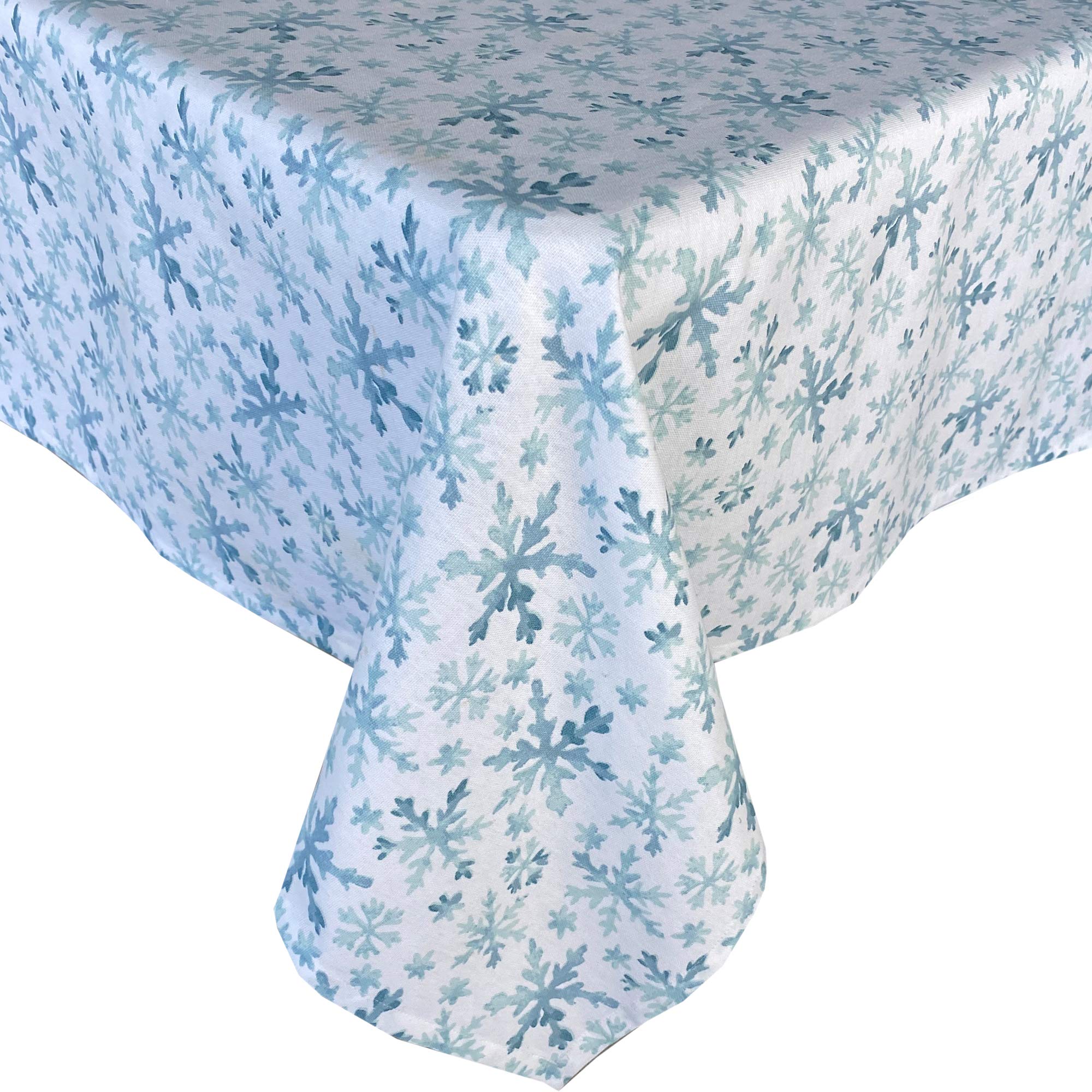Lintex Frozen Blue Snowflakes Cotton Christmas Fabric Placemats - Set of 4, Blue and White Winter Holiday Snowflake Design, Easy Care Cotton Table Mats for Festive Dining, Holiday Parties & Cozy Home Decor