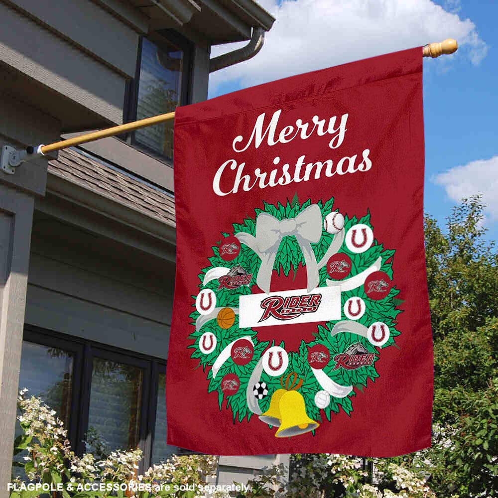 Rider Broncs Happy Holidays Christmas Banner Flag - Decorative Pennant for College Sports Fans, Dorm Room, Game Day & Festive Party Decor