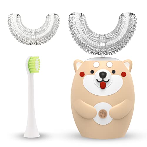 GASLIKE Kids Ultrasonic Electric Toothbrush - U-Shaped 360° Cleaning with 6 Smart Modes, Auto Whitening & Waterproof Design, Smart Timer for Children (Orange) | Perfect for Daily Oral Care & Travel Use