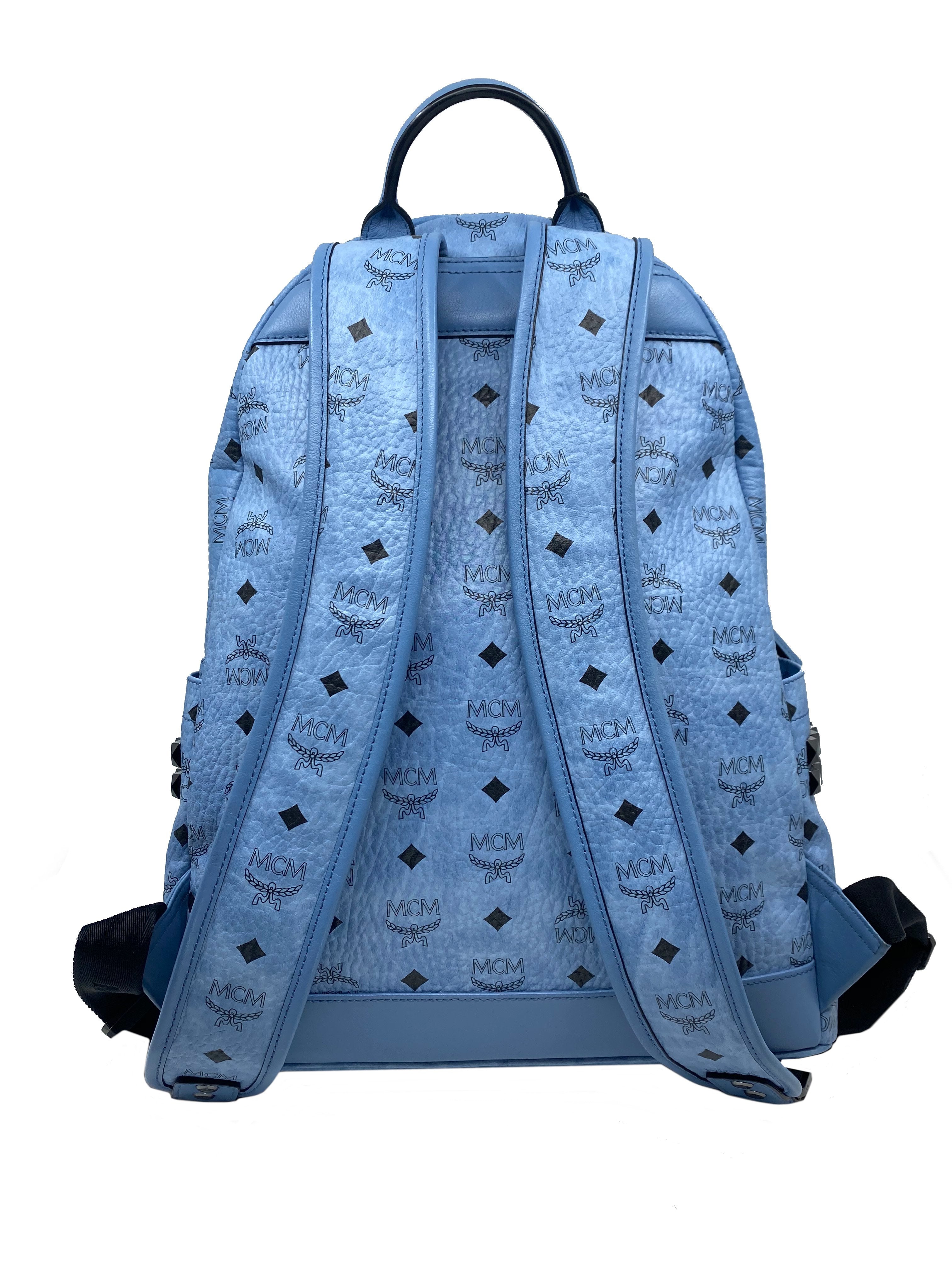 MCM Monogram Visetos Stark Large Backpack for Women & Men - Stylish Designer Laptop Backpack for Work, Travel & College - Durable Leather Shoulder Bag with Spacious Compartment