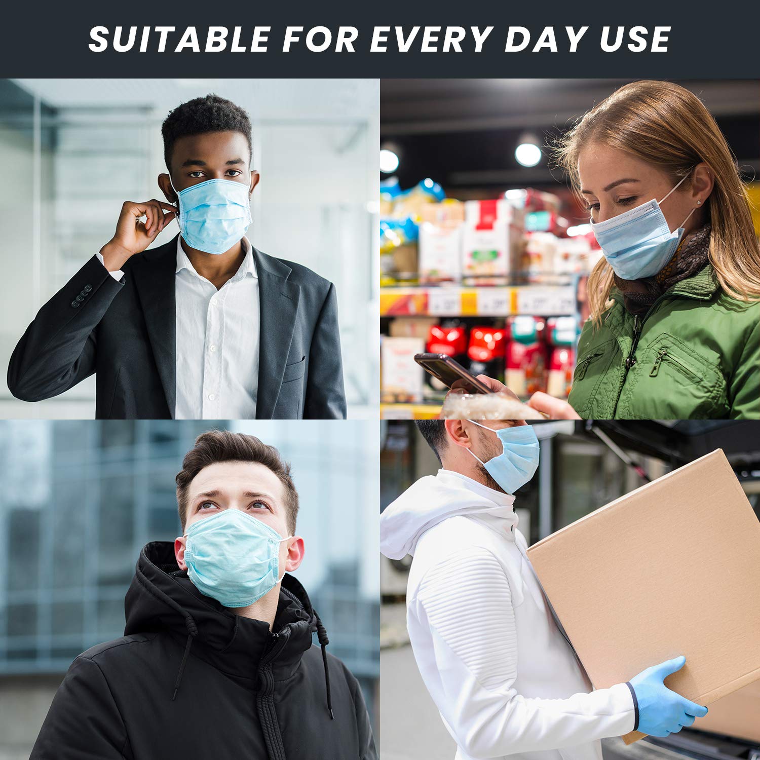 AMLife 3-Ply Disposable Face Masks (100-Pack) - Yellow for Daily Protection