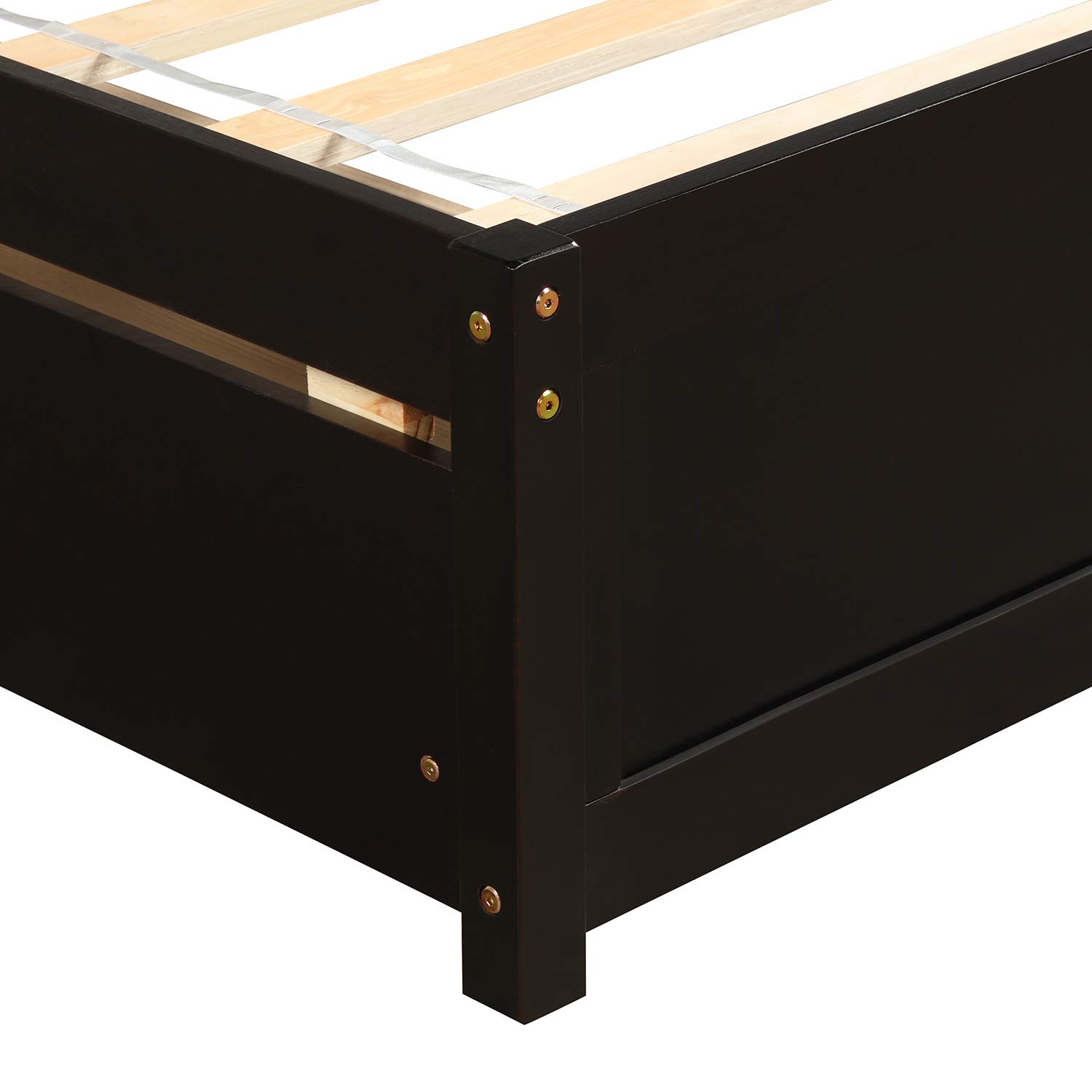 Merax Twin Size Wooden Platform Bed Frame with Headboard and Storage Drawers - No Box Spring Needed, Espresso Finish - Perfect for Small Bedrooms, Guest Rooms & Kids' Rooms