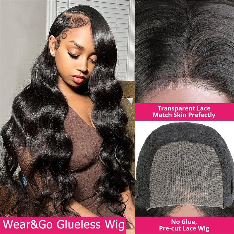 Eullair Wear Go Glueless Wig - Body Wave 6x4 5x5 Lace Wig with Pre Cut Lace & Pre Plucked Hairline - Beginner Friendly 3D Elastic Dome Cap - Perfect for Daily Wear, Cosplay, and Special Occasions
