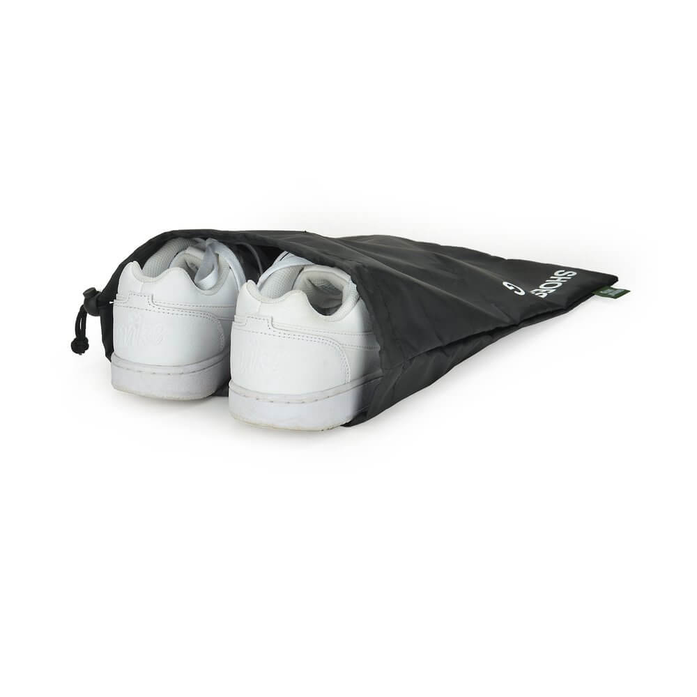 Eco-Friendly Recycled Travel Shoe Bags 2 Pack - Black Waterproof Shoe Organizers for Luggage, Gym & Storage | Perfect for Travel Accessories & Shoe Protection