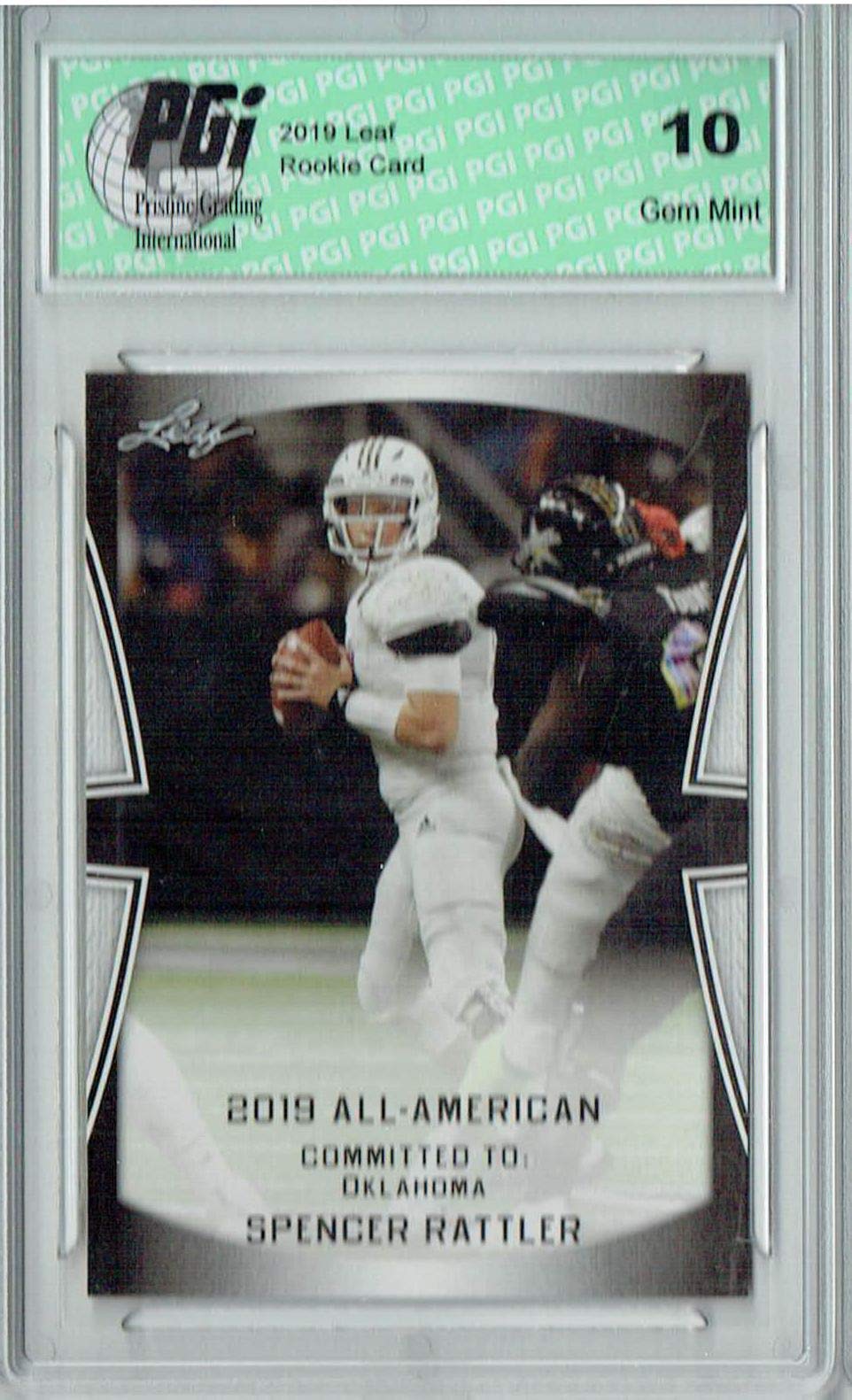 Spencer Rattler 2019 Leaf #71 First Rookie Card PGI 10 - Perfect for Collectors, Sports Memorabilia Enthusiasts, and Football Fans