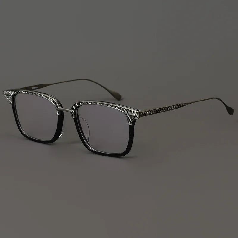 Stylish Black Unisex Titanium Square Full Rim Eyeglasses 42085 - Perfect for Work, Reading & Fashion