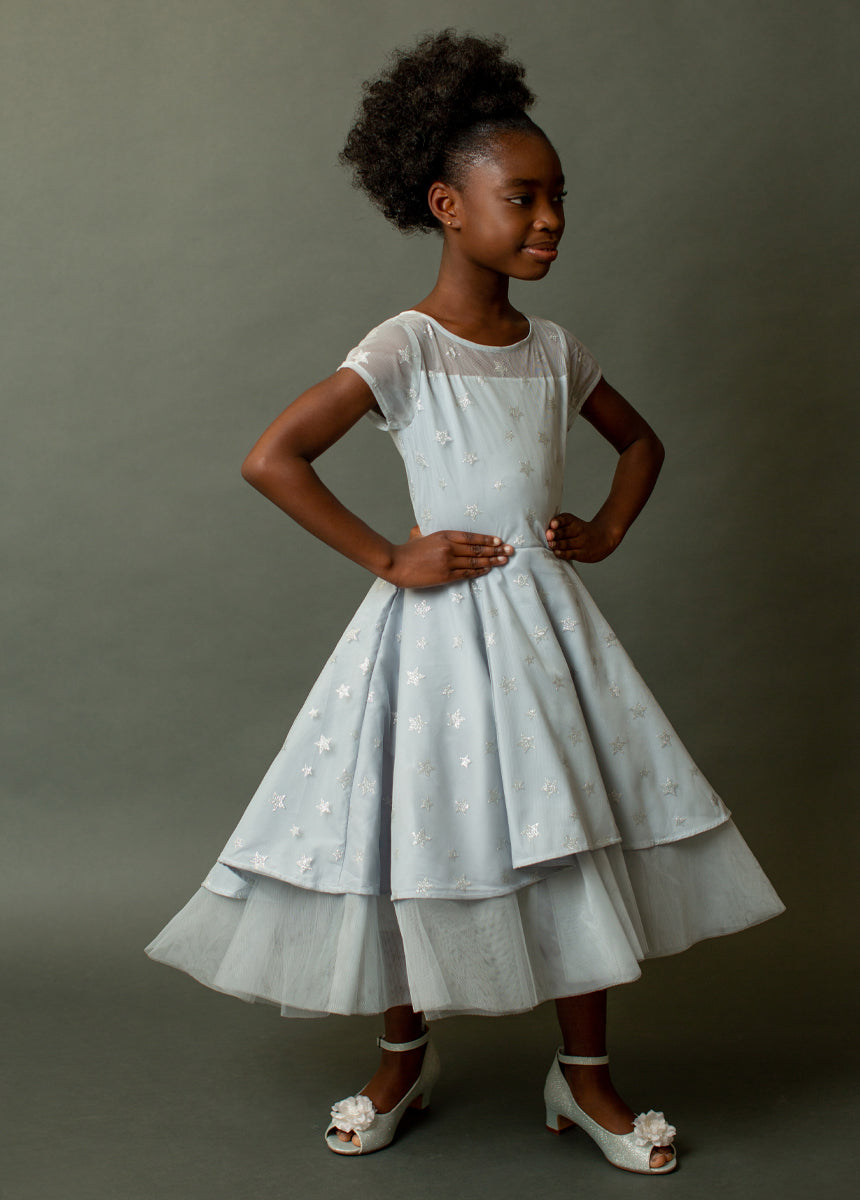 Annalise Dress in Barely Blue - Elegant Flowy Midi Dress for Women | Perfect for Weddings, Parties & Special Occasions
