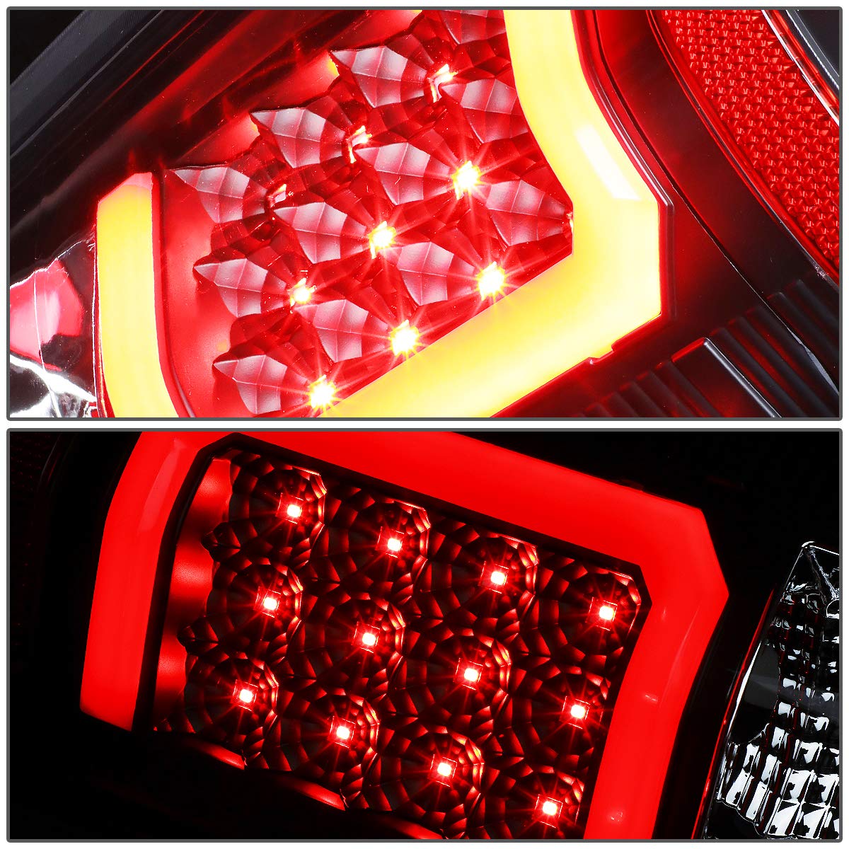 Auto Dynasty C-Shape LED Tail Lights Brake Lamps for 2007-2014 Chevy Silverado - Driver & Passenger Side, Black Housing with Clear Lens - Enhanced Visibility & Style for Night Driving & Custom Builds