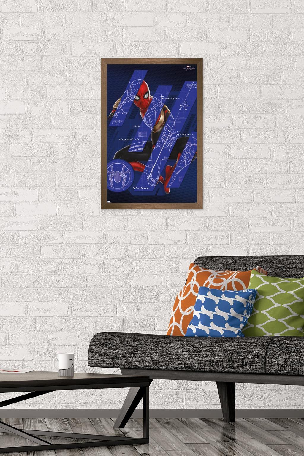 Marvel Spider-Man: No Way Home Bronze Framed Wall Poster 22.4x14.7 Inches - Premium Home Theater Decor, Superhero Bedroom Art, Movie Lover Gift Idea