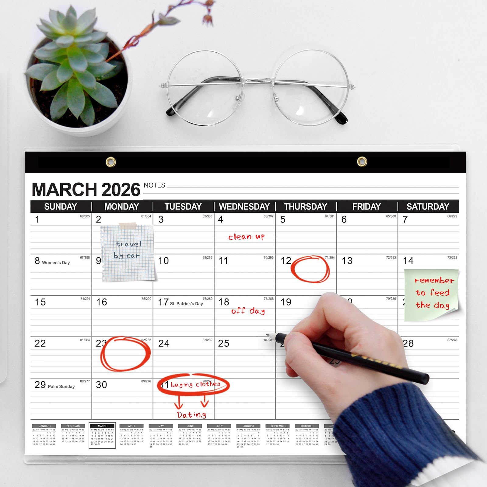 GuassLee 2025-2026 18-Month Academic Desk Calendar Planner (March 2025 - August 2026) - 11.5x17 Inch Large Monthly Calendar with Julian Dates & Ruled Blocks - Perfect for School, Office & Home Organization, Planning & Scheduling