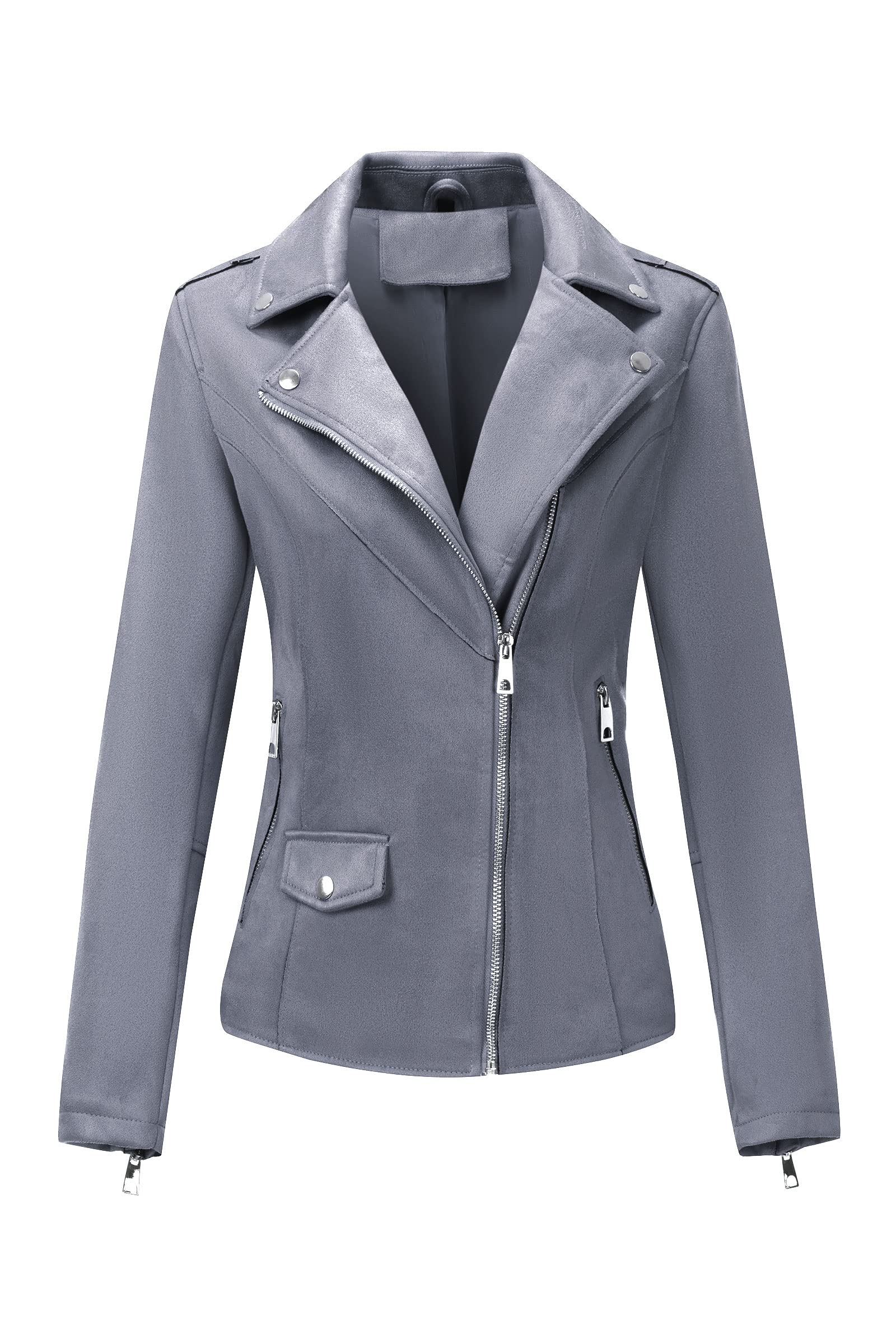 Bellivera Women's Faux Suede Leather Jacket - Stylish Moto Biker Coat for Fall & Winter | Perfect for Casual Outings, Night Out & Motorcycle Riding
