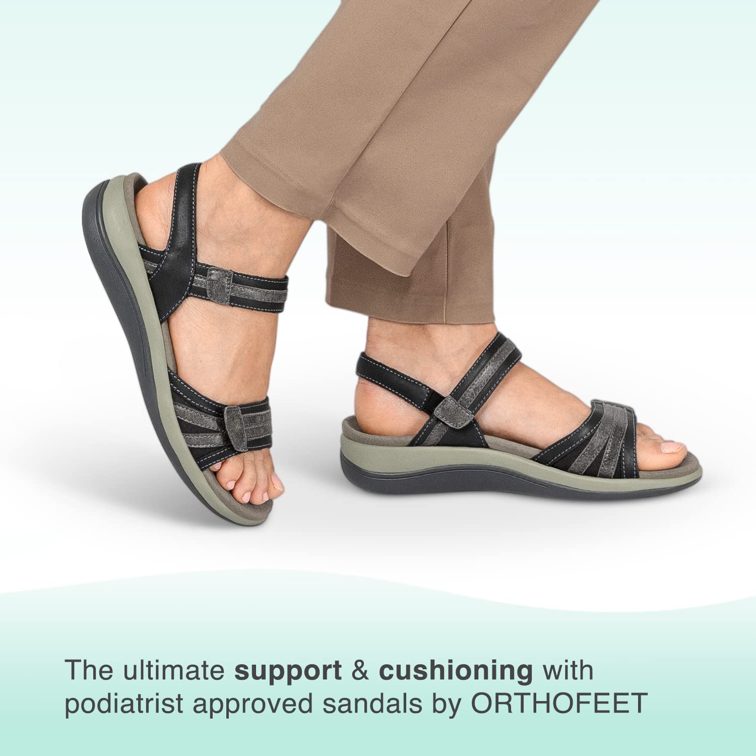 Orthofeet Women's Orthopedic Leather Adjustable Paloma Sandals for Plantar Fasciitis & Arch Support - Comfortable Walking Shoes for Women with Foot Pain, Perfect for Travel, Work & Everyday Wear