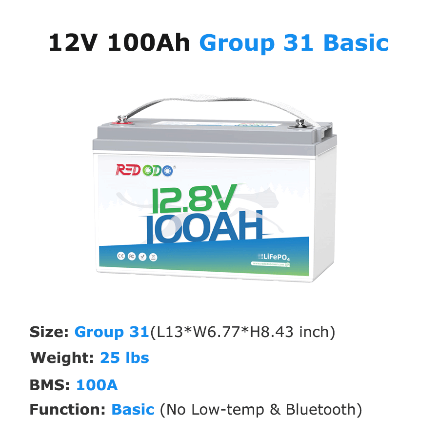 Redodo 12V 100Ah LiFePO4 Deep Cycle Battery - Solar Power, RV, Marine & Off-Grid Energy Storage Solution | Perfect for Camping, Boating & Emergency Backup Power