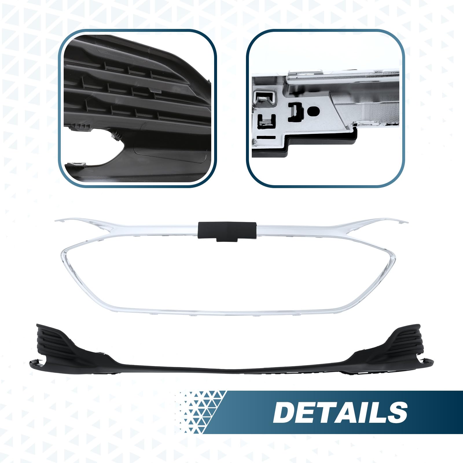 PENSUN Front Bumper Cover with Grill Grille Trim Replacement for Chevy Chevrolet Malibu 2019-2022 (Without Fog Lights) - Perfect for Car Accidents, DIY Auto Repair & Vehicle Restoration Projects