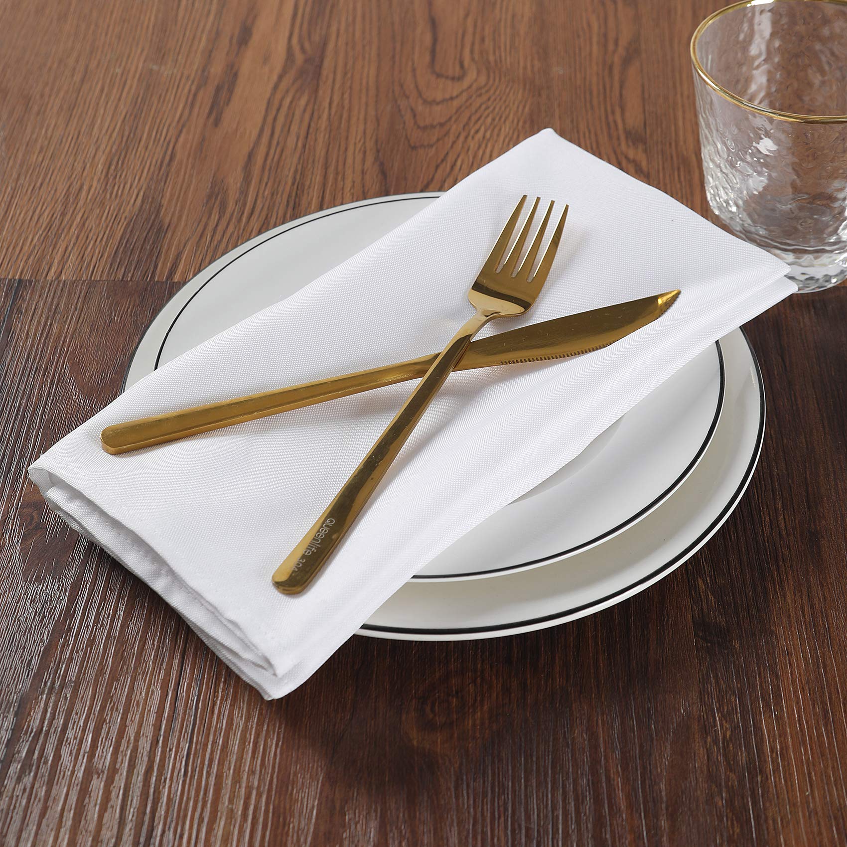 17x17 Inch Washable Polyester Cloth Napkins - Soft Dinner Napkins for Wedding, Party, Banquet & Everyday Dining (White, 50 Pack) - Perfect for Formal Events, Restaurant Use & Home Decor