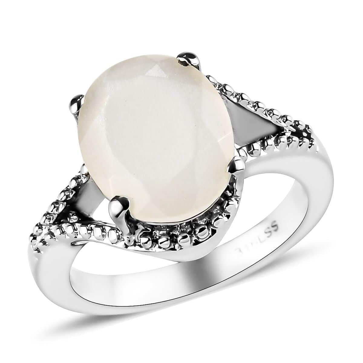 Shop LC White Moonstone Ring for Women - Stainless Steel 2.5 Ct - Elegant Birthstone Jewelry Gift for Her - Perfect for Birthday, Anniversary & Everyday Wear