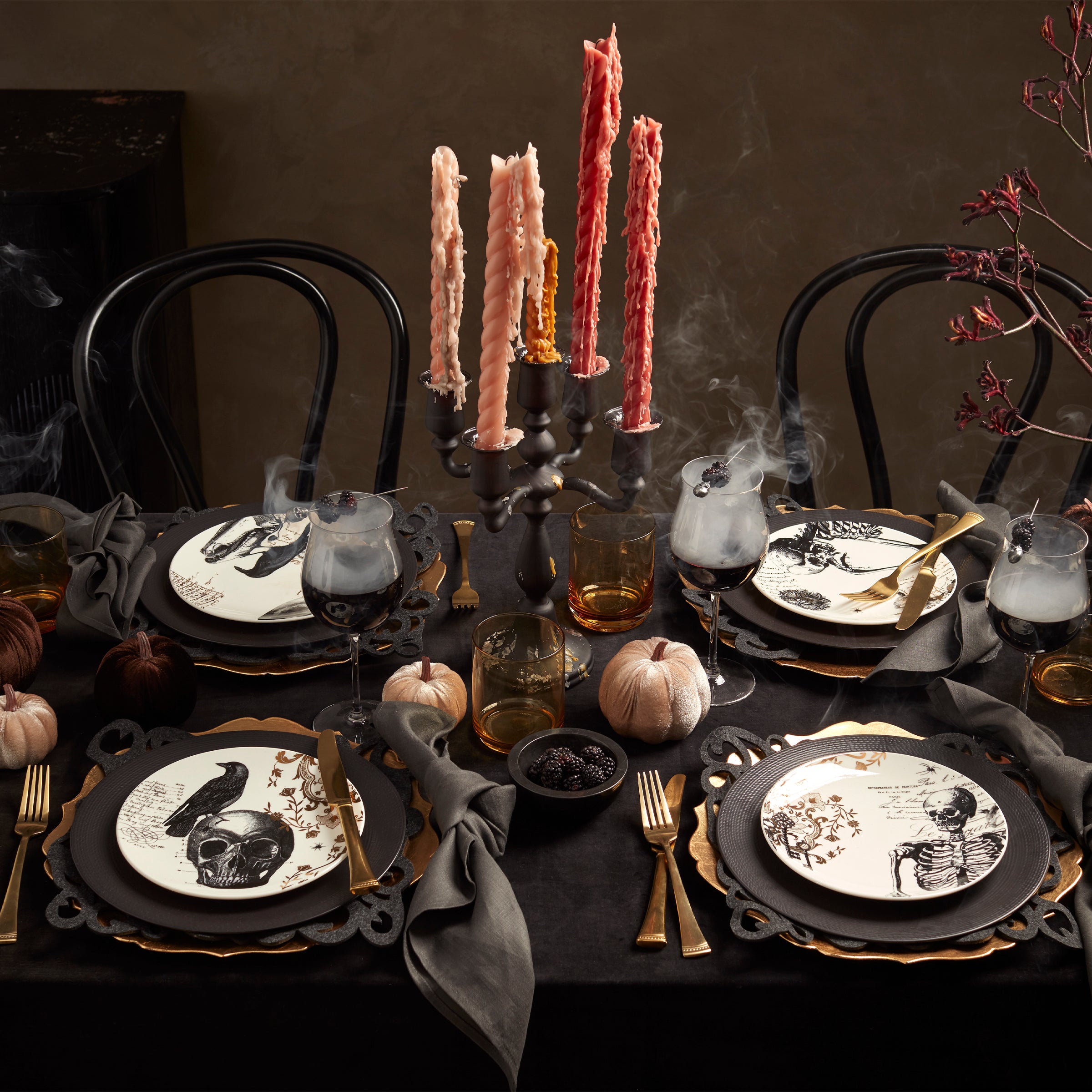 LX Collective Black Dinner Plates Set of 4 - Elegant 10.5
