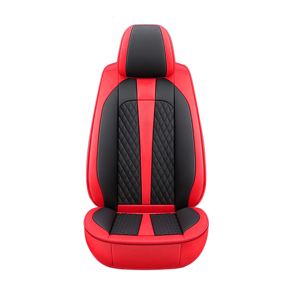 Premium XL-7 Luxury Leather Car Seat Covers - Waterproof, Scratchproof & Non-Slip Protection | Full Set with Airbag Compatibility (Black/Red) | Perfect for SUVs, Trucks & Long-Distance Driving