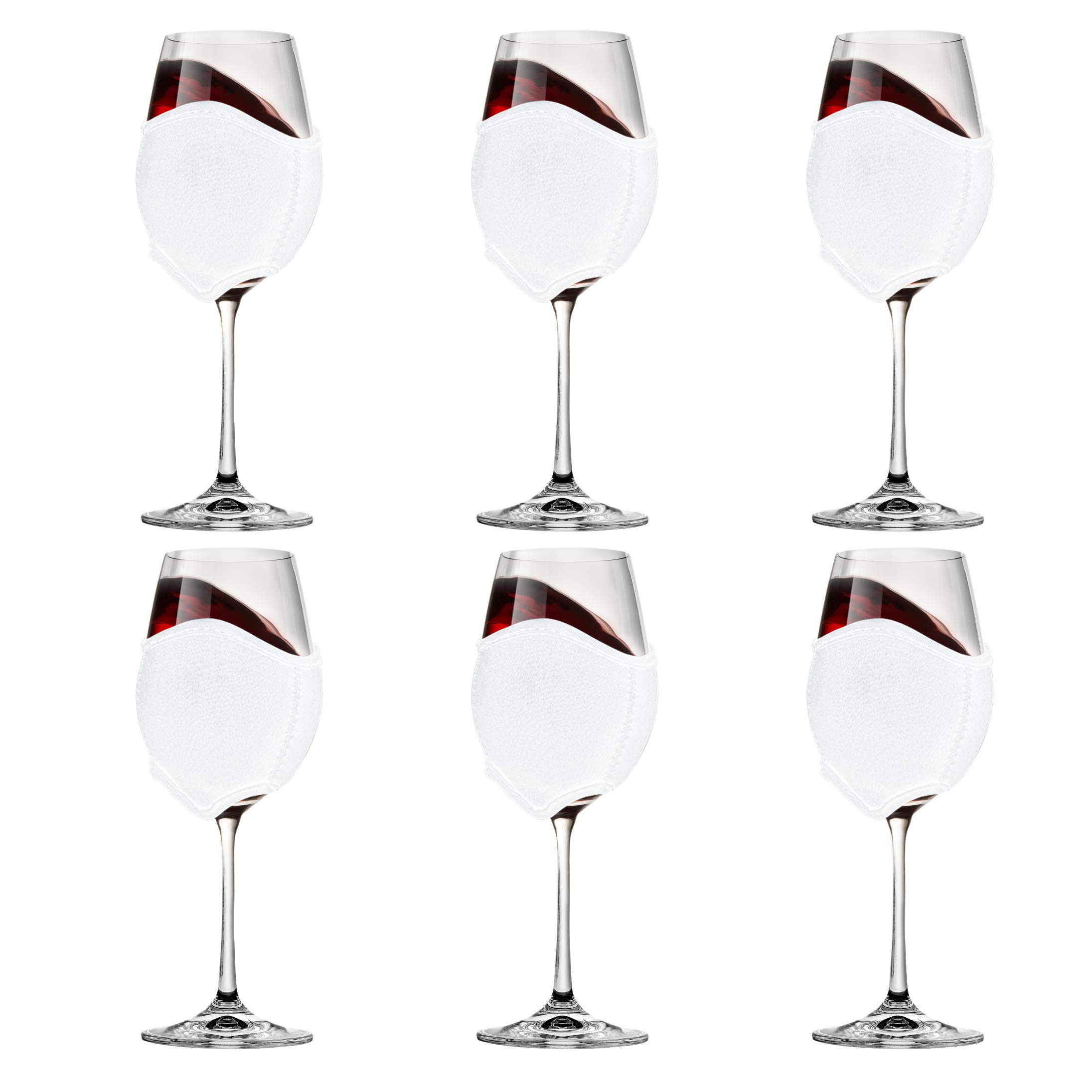 **6 Pack Sublimation Blanks Neoprene Wine Glass Sleeves - Insulator Cover & Drink Holder for DIY Sublimation Ornaments - Perfect for Parties, Weddings & Outdoor Events**
