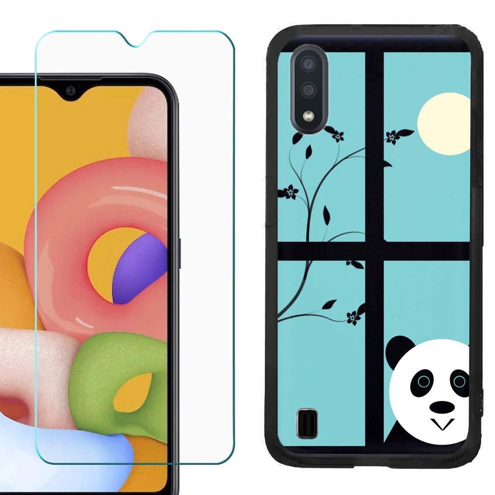 OneToughShield Slim-Fit TPU Protective Case for Samsung Galaxy A01 - Black | Includes Tempered Glass Screen Protector | Durable & Shockproof Phone Cover for Everyday Use & Outdoor Activities