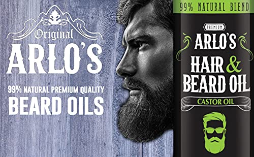 Arlo's 8 oz Hair & Beard Growth Oil with Castor Oil - Natural Moisturizer for Men's Facial Hair, Mustache & Scalp Care | Perfect for Daily Grooming & Styling Routine