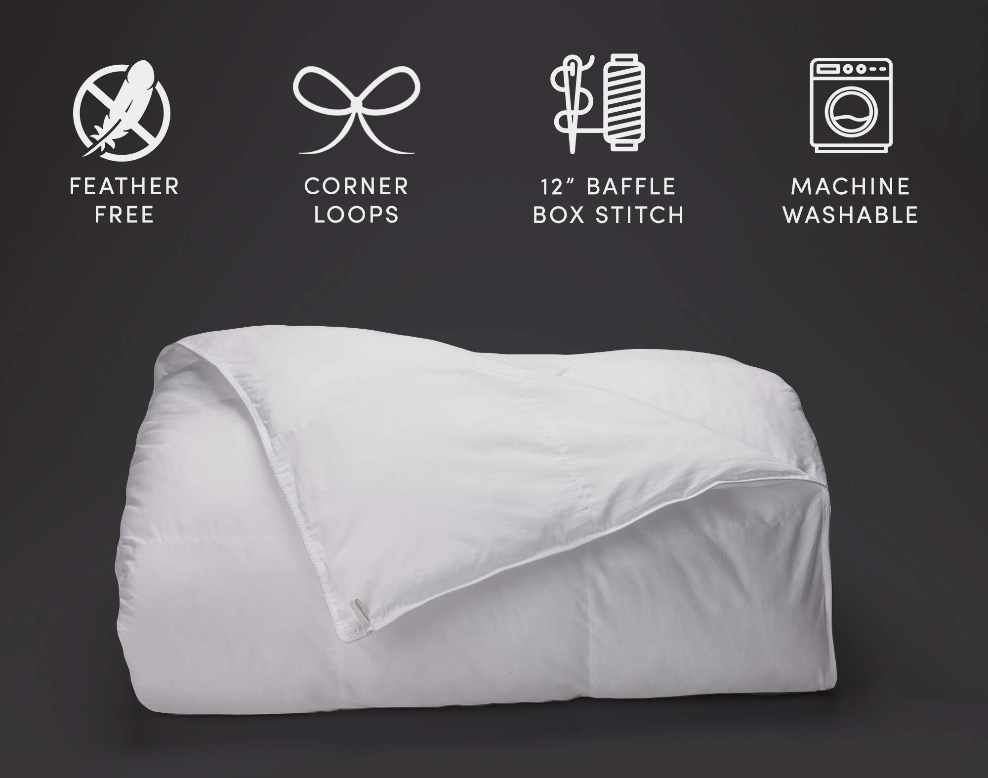 Hypoallergenic Down Alternative Comforter with Baffle Box Stitch - Queen Size 88x94 Inches - Soft & Breathable All-Season Bedding for Allergy Relief & Comfortable Sleep