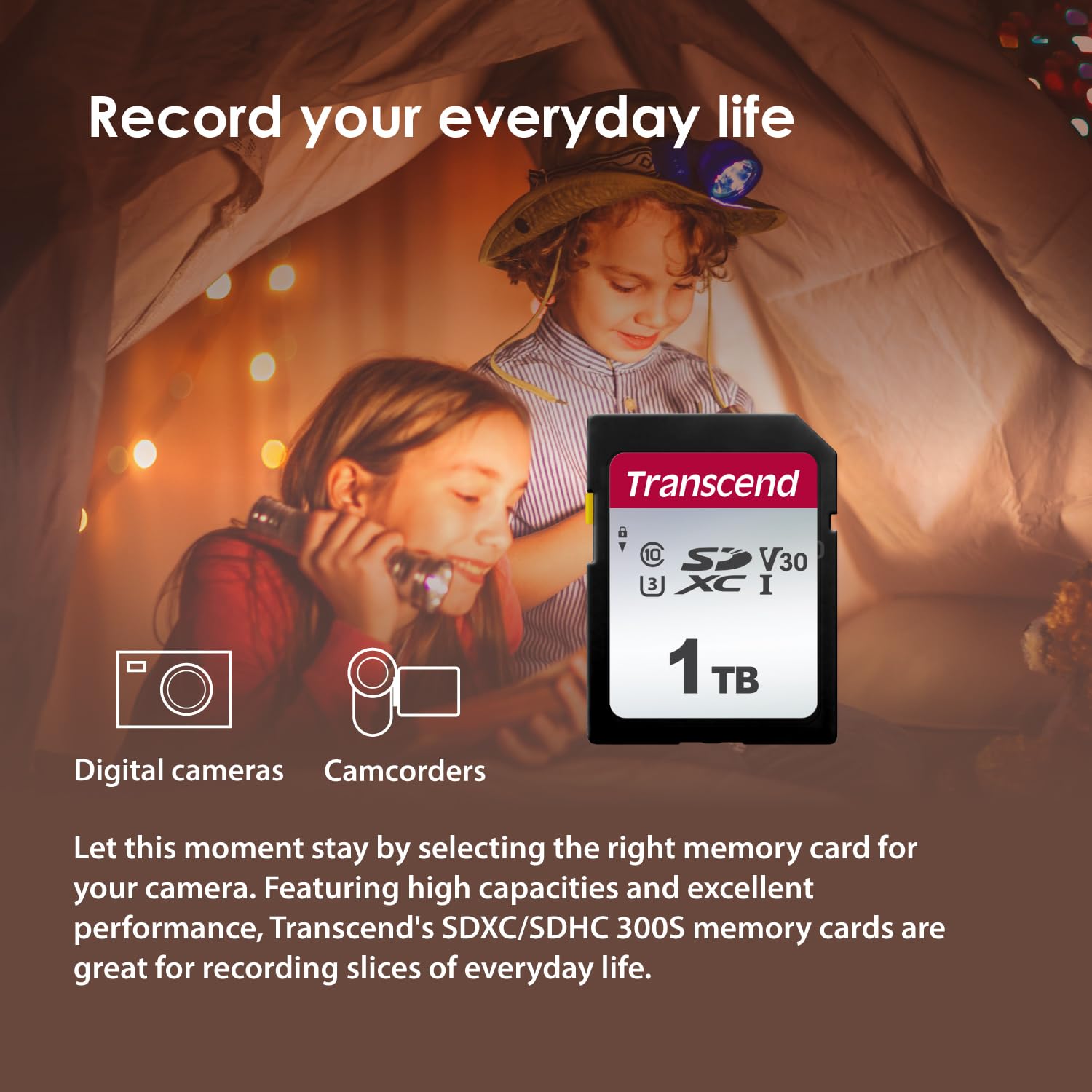 Transcend 128GB SDXC 300S UHS-I Memory Card - C10, U3, V30, 95MB/s Read, 40MB/s Write - 4K & Full HD Compatible - Perfect for Digital Cameras, DSLRs, Drones & Action Cameras - High-Speed Performance for Photography & Videography