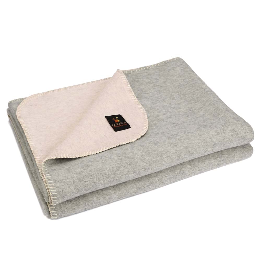 Premium Thick Alpaca Wool Blanket - Heavyweight Warm Winter Blanket for Camping, Travel & Home Use | Ultra Soft Peruvian Alpaca Throw - Perfect for Sofa, Bed & Outdoor Adventures (Baby Pink/Silver Gray, Twin Size)