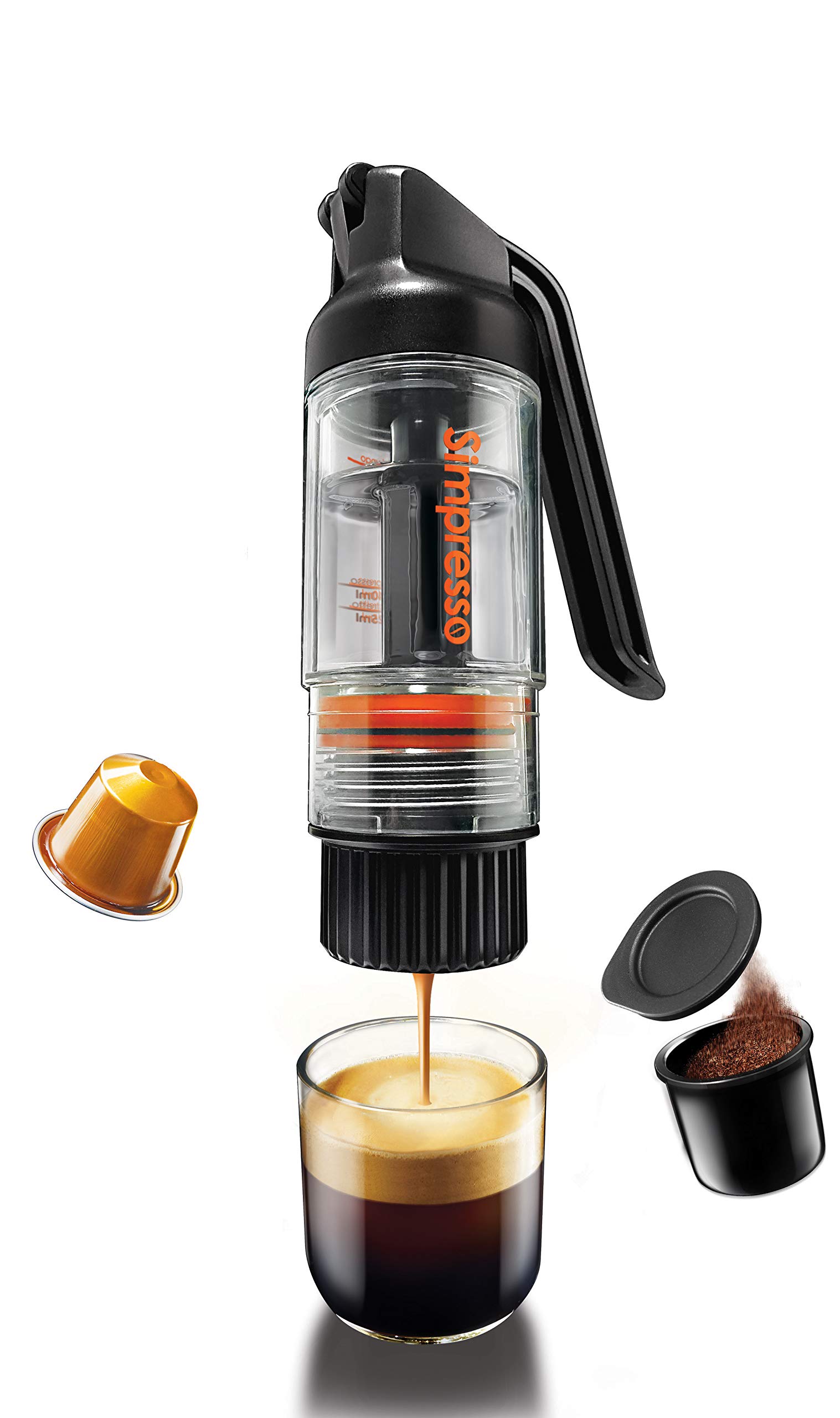 Simpresso Portable Espresso Maker - Compact Manual Coffee Machine for Travel, Works with Nespresso Pods & Ground Coffee | Premium Travel Kit with Accessories | Perfect for Camping, Office & Road Trips