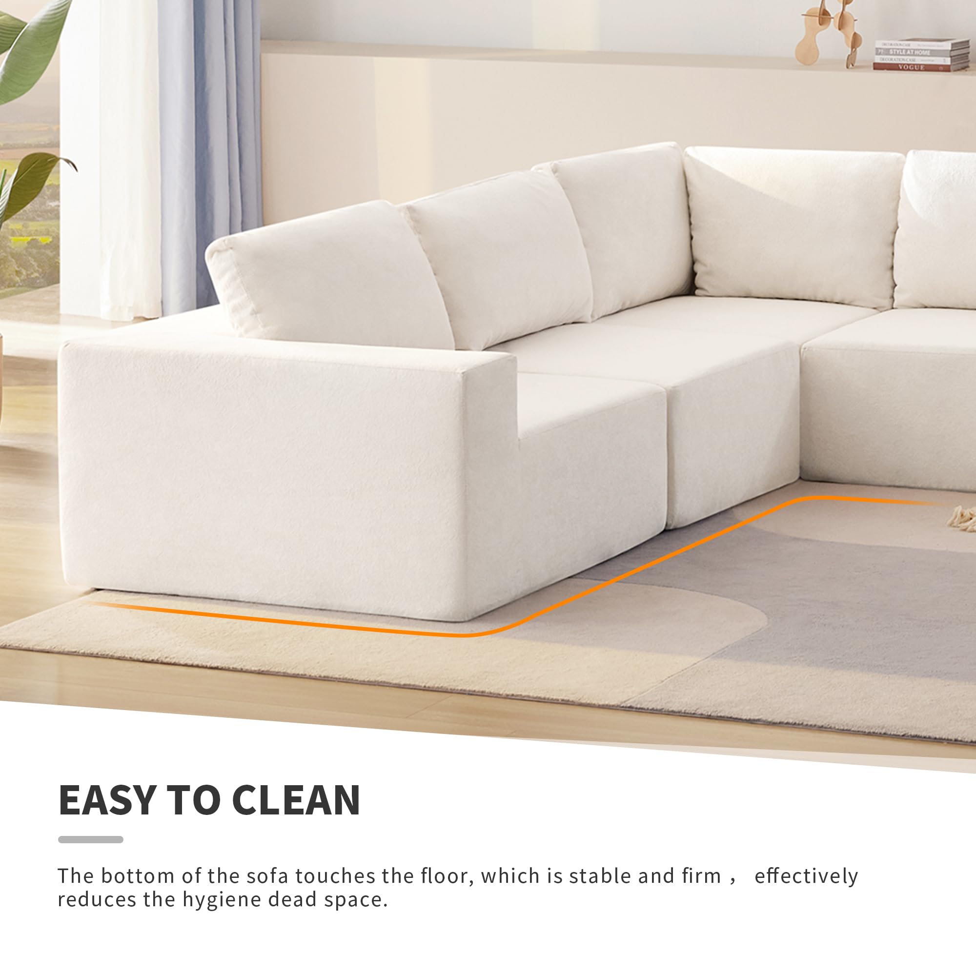 HABITRIO Modular L-Shaped Sectional Sofa Set - Luxury Upholstered Floor Couch with Convertible Sofa Bed for Living Room & Bedroom - Beige - Perfect for Small Spaces, Apartments, and Cozy Home Decor