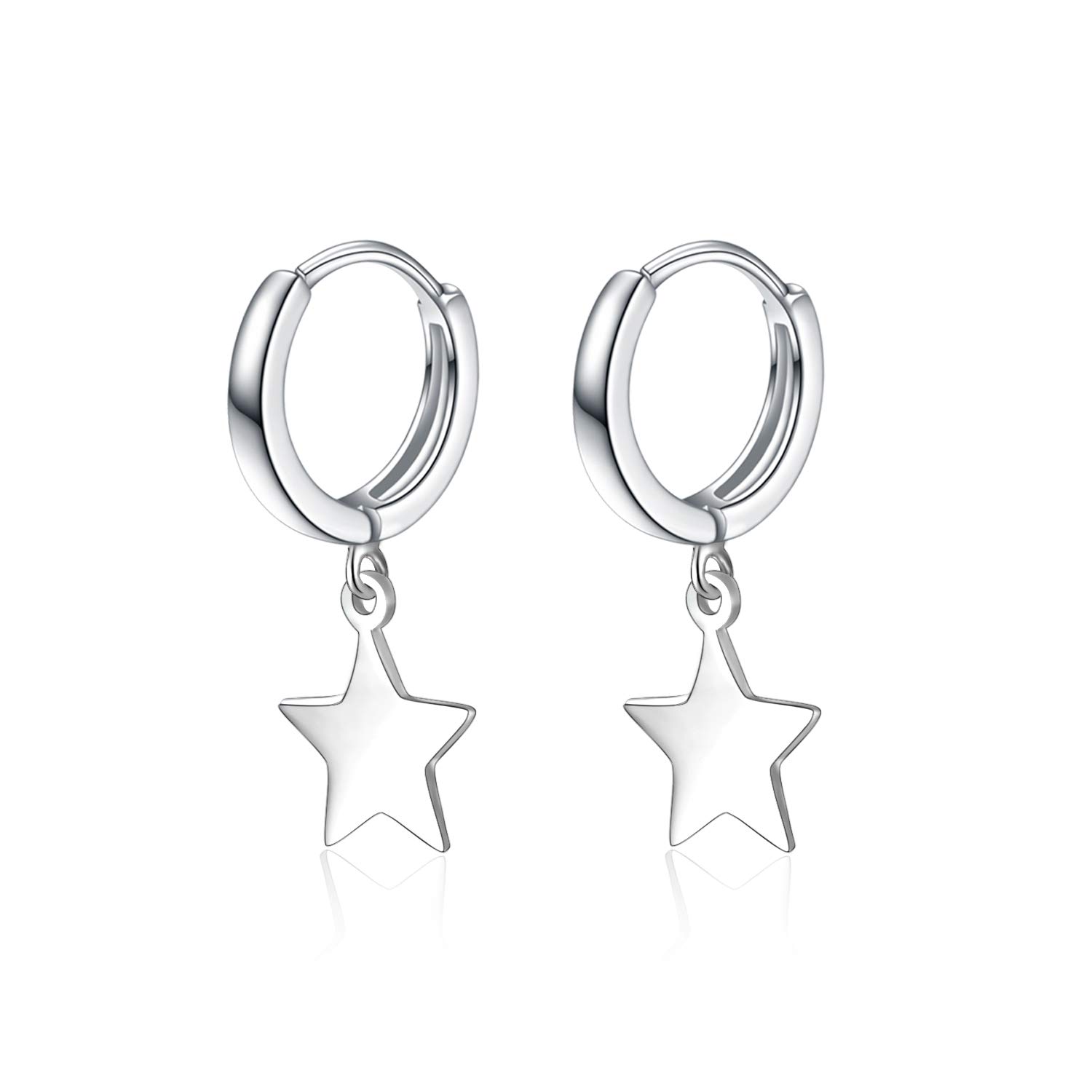 POPLYKE Sterling Silver Black Hanging Cross, Lightning, Heart & Triangle Hoop Earrings for Men & Women - Gothic Jewelry for Parties, Concerts & Everyday Wear