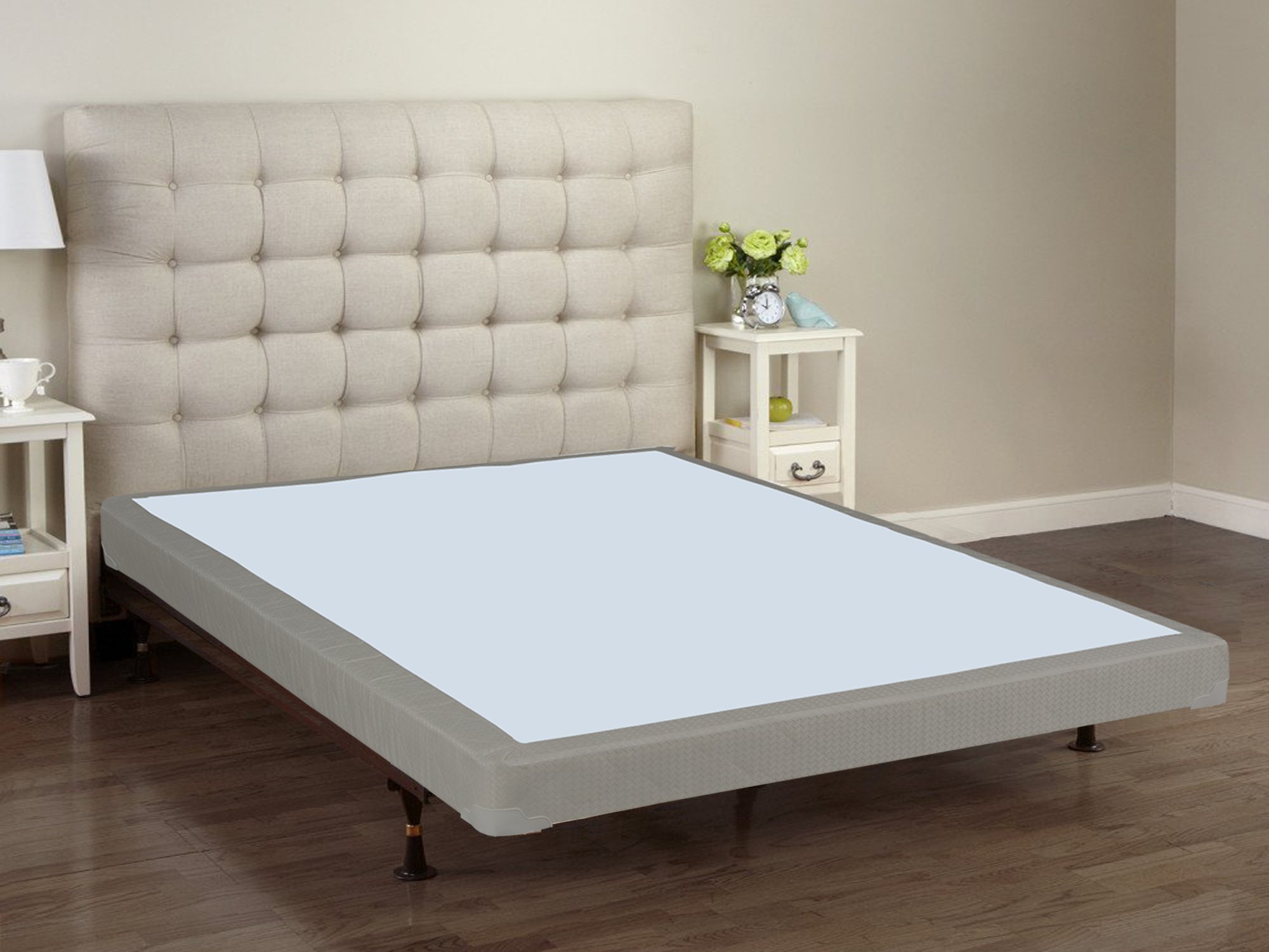 Greaton 4-Inch Sturdy Wood Box Spring for Mattress Support - Durable Fully Assembled Natural Wood Foundation 74