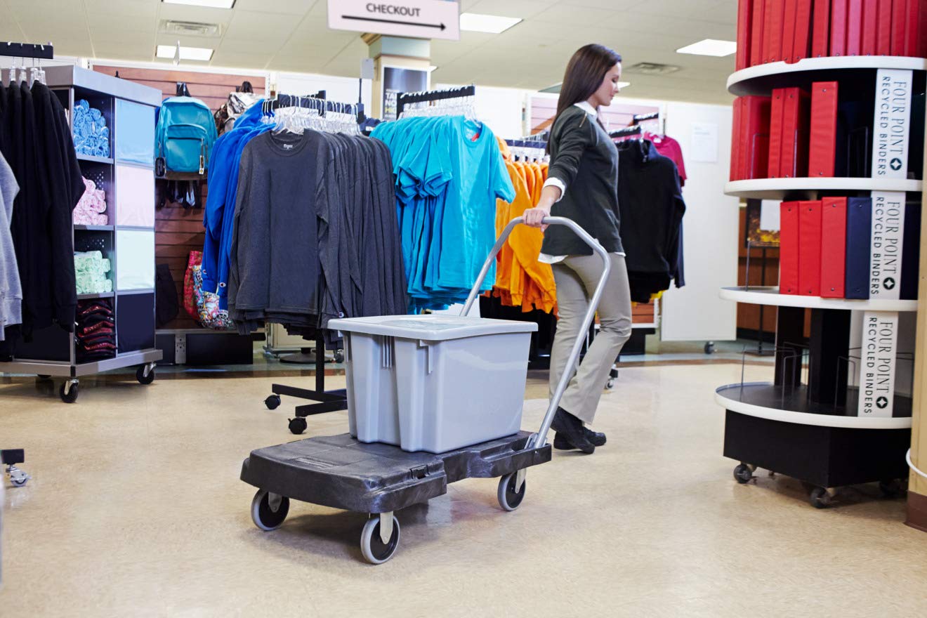 Rubbermaid Commercial 1.6 Cu Ft Gray Storage Tote Box - Heavy Duty Shipping Container for Home Organization, Warehouse & Distribution Centers - Perfect for Moving, Office Supplies Storage & Industrial Use