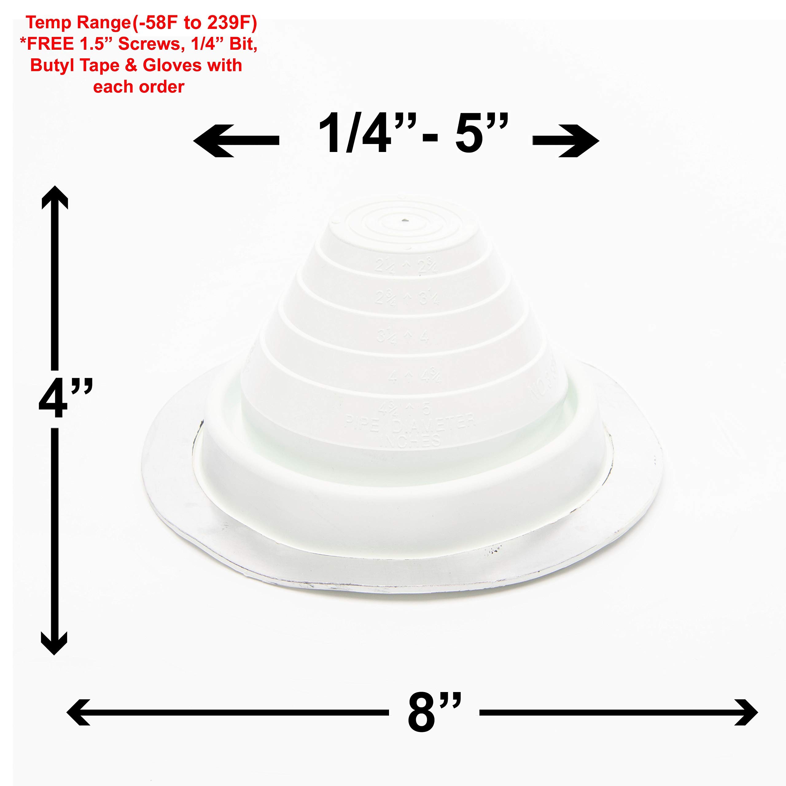 EAGLE 1 EPDM Flexible Roofing Pipe Flashing Boots - Adjustable Roof Pipe Jack Boot with Round Base for Leak Protection (Standard White, 3