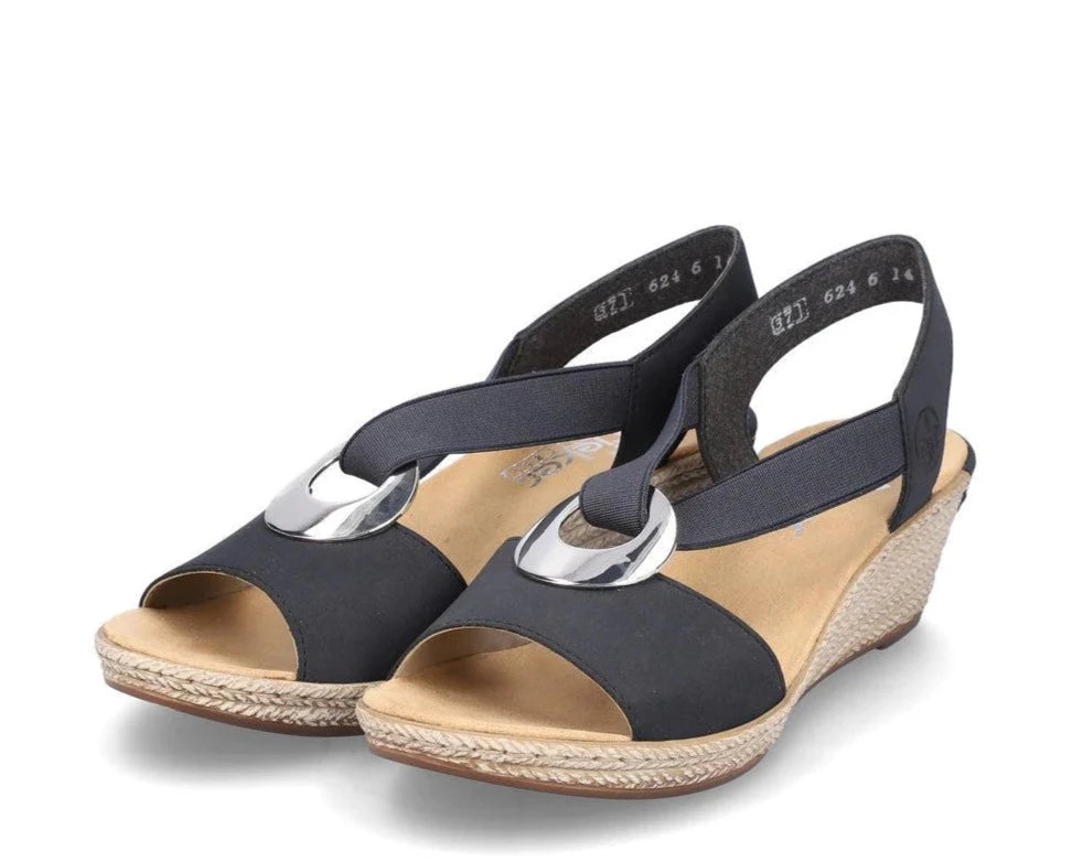Rieker 624H6 Navy Blue Women's Comfortable Slip-On Shoes for Casual Wear & Everyday Use