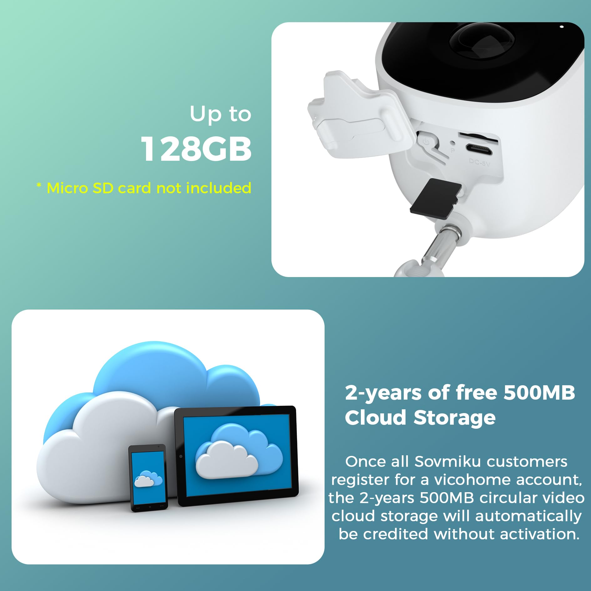 SOVMIKU 3CG6 2K Wireless Solar Security Camera Outdoor - PIR Motion Detection, Battery Powered, Easy Setup, 2-Way Audio, Alarm Siren, 2.4GHz WiFi, Color Night Vision, SD Card Slot - Ideal for Home Security, Garage Monitoring & Backyard Surveillance
