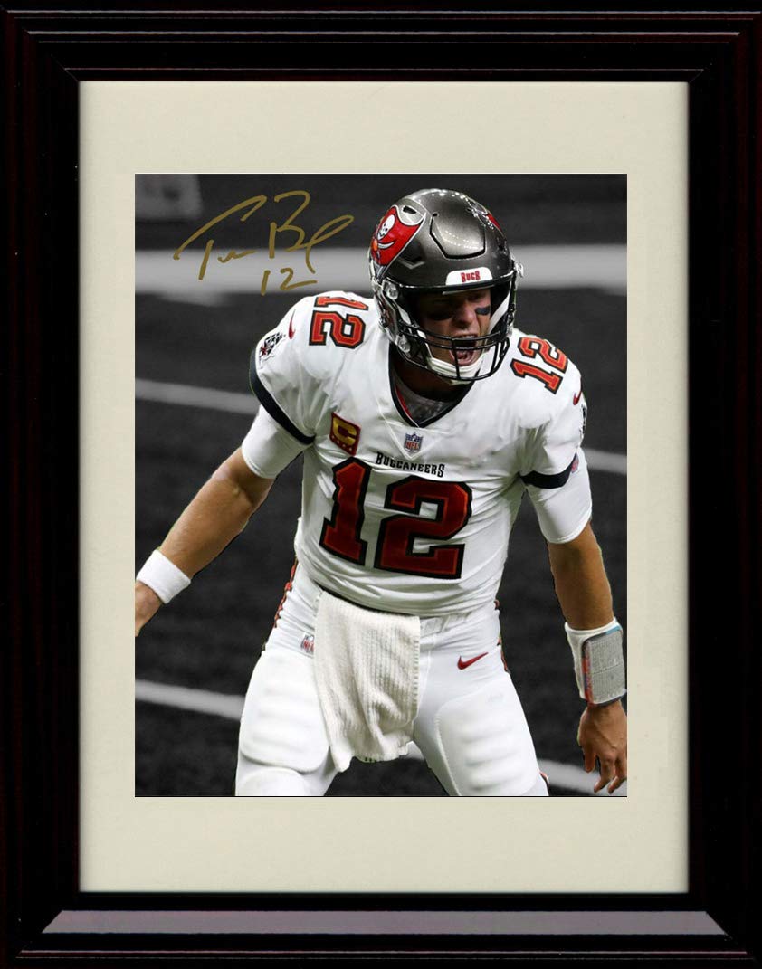Authentic Tom Brady Autographed Framed Print - Super Bowl Champion Quarterback Memorabilia for Sports Fans & Home Decor