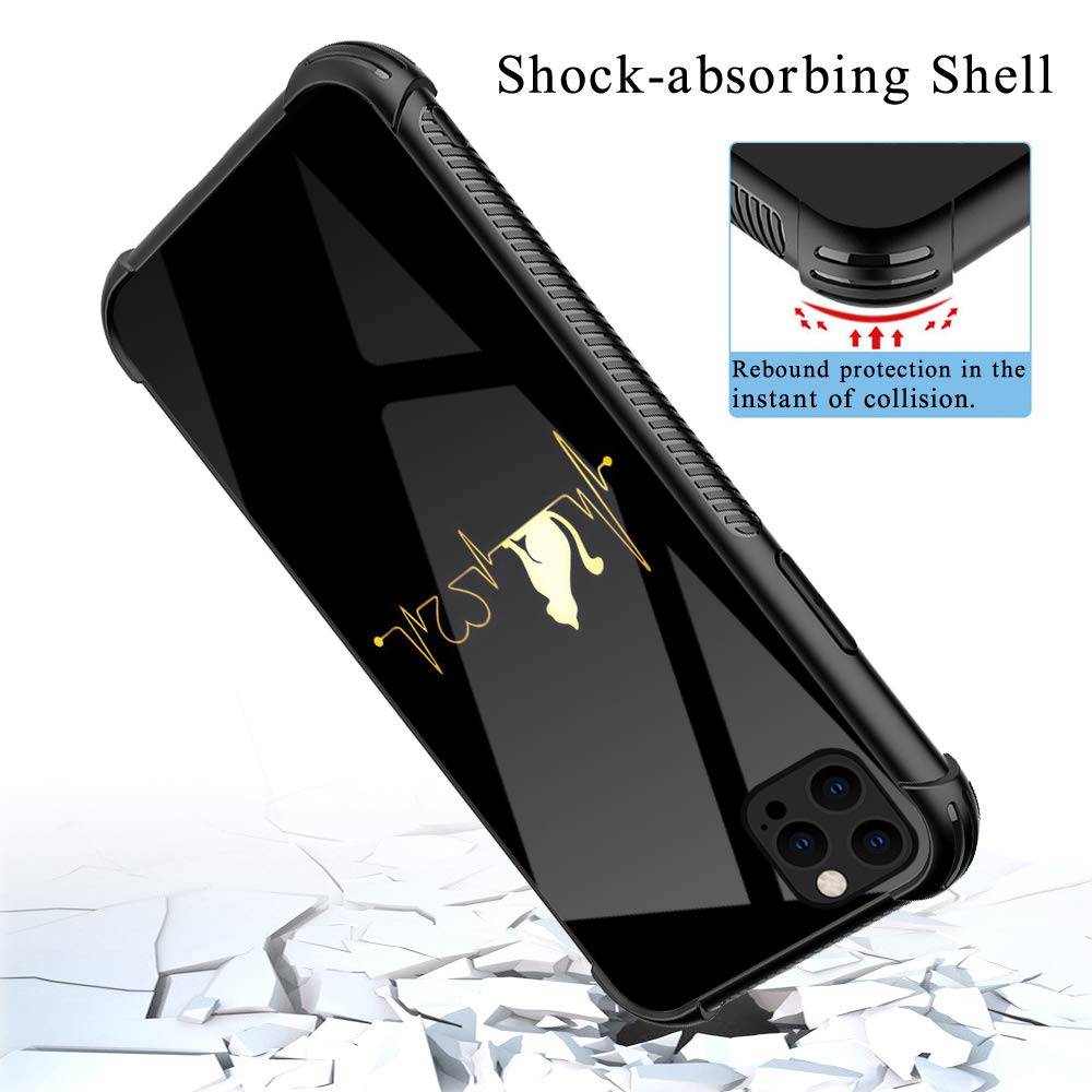 Shockproof iPhone 12 Pro Max Case with Non-Slip TPU Bumper & Reinforced Corners - Cute Cat Heartbeat Design for Women | Perfect for Everyday Protection & Style