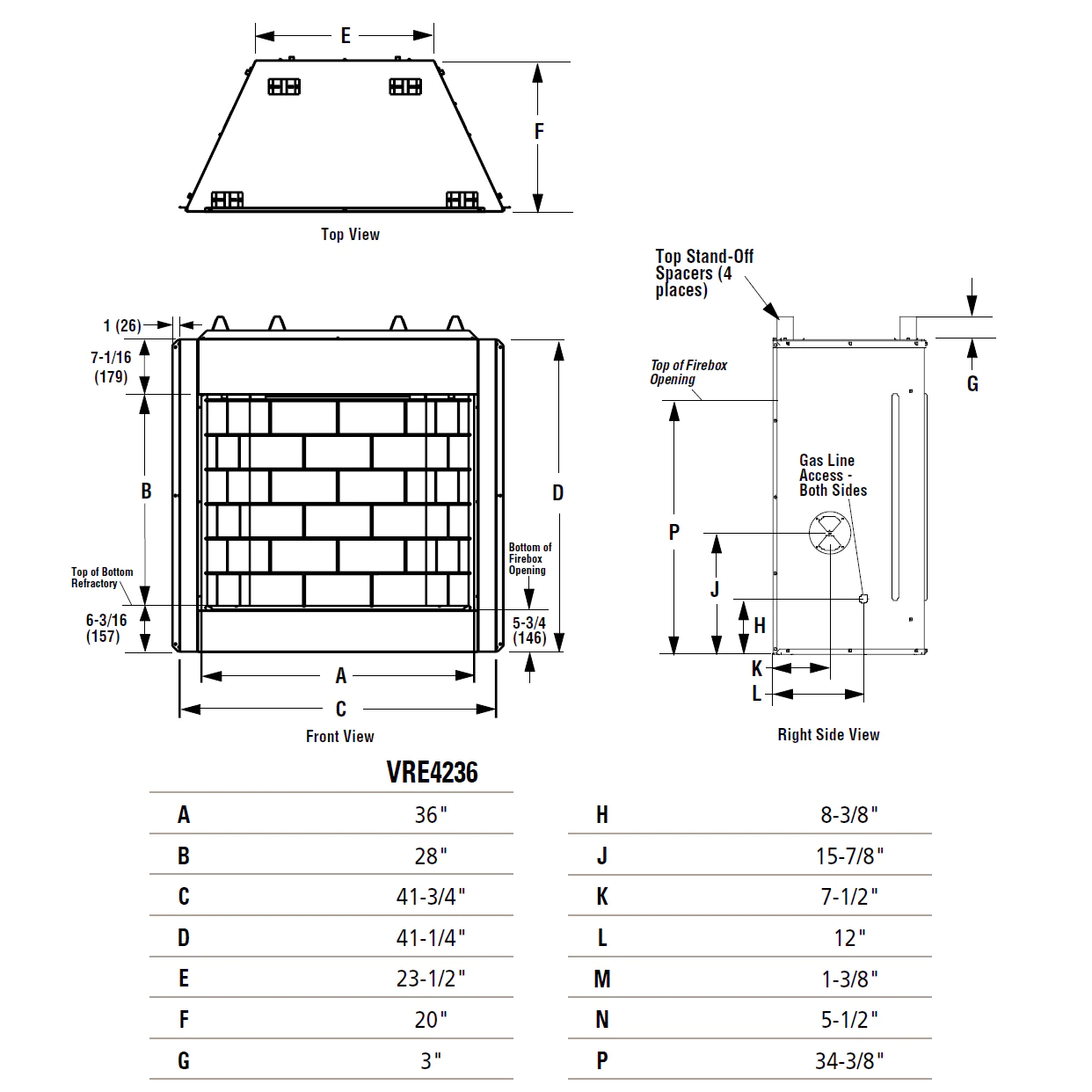 36 Inch Vent-Free Indoor/Outdoor Gas Firebox - VRE4236 - Perfect for Patios, Decks & Outdoor Living Spaces
