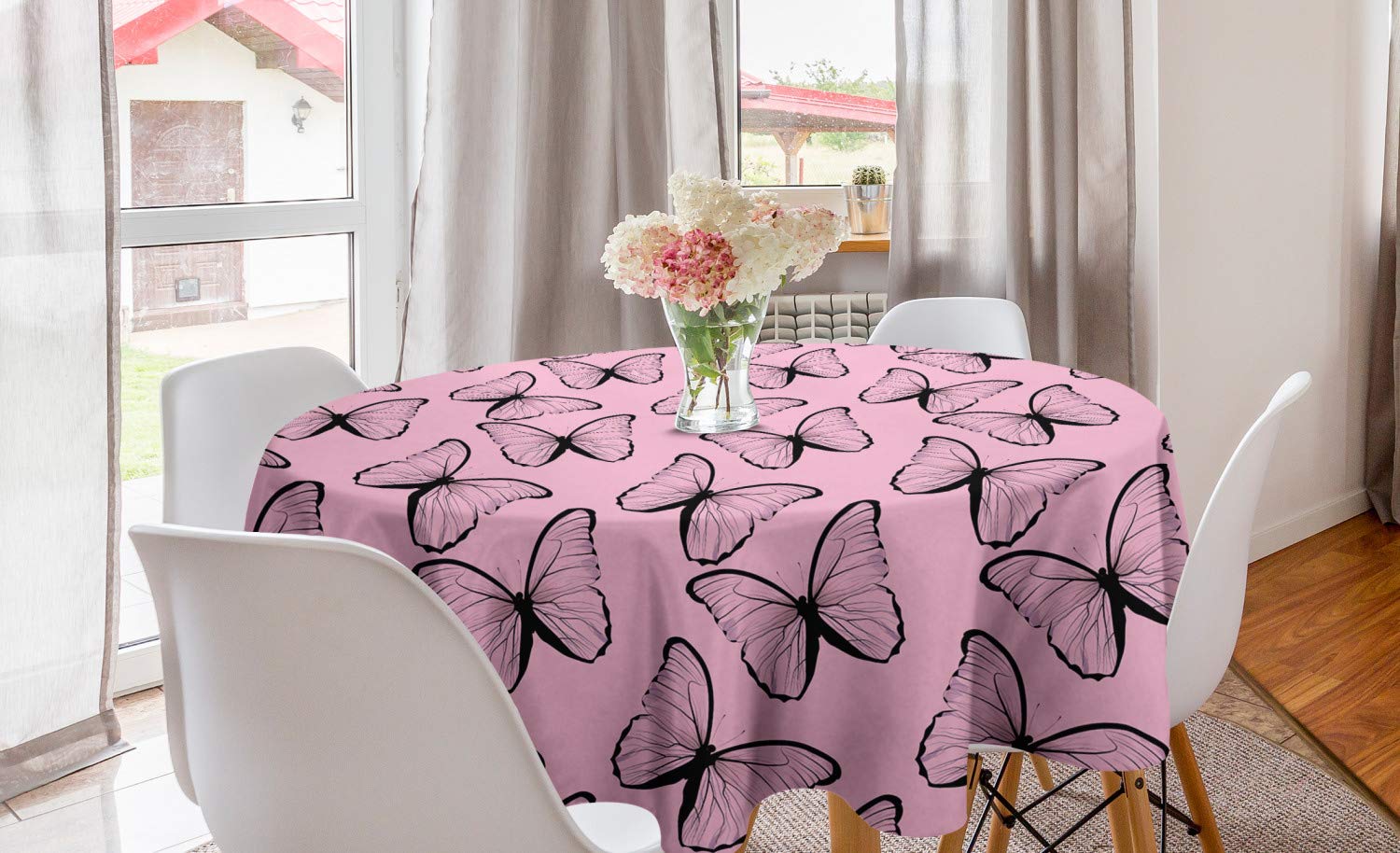 Ambesonne Butterfly Round Tablecloth 60