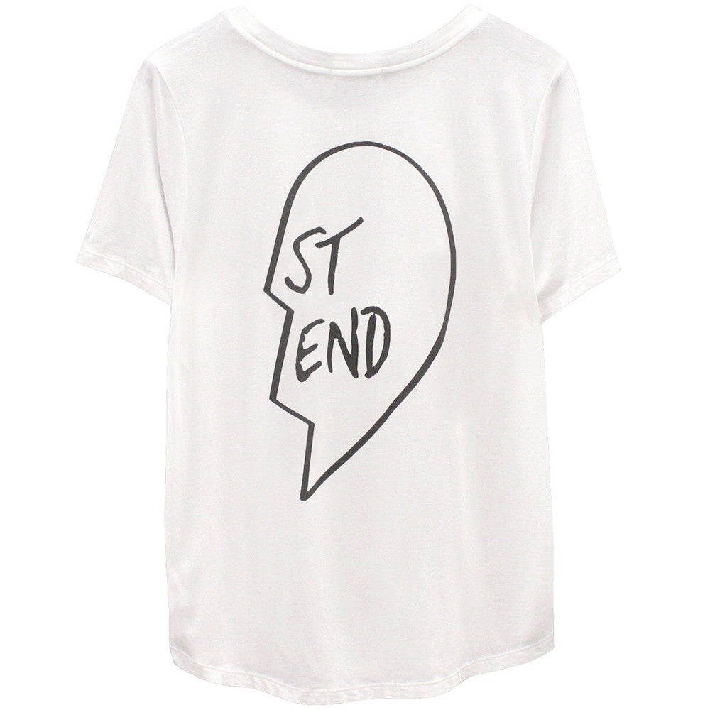 Best Friend Matching T-Shirts for Women & Men - Soft Cotton Crewneck Tee - White (Right Side Print) - Perfect for Couples, BFFs, and Family Matching Outfits
