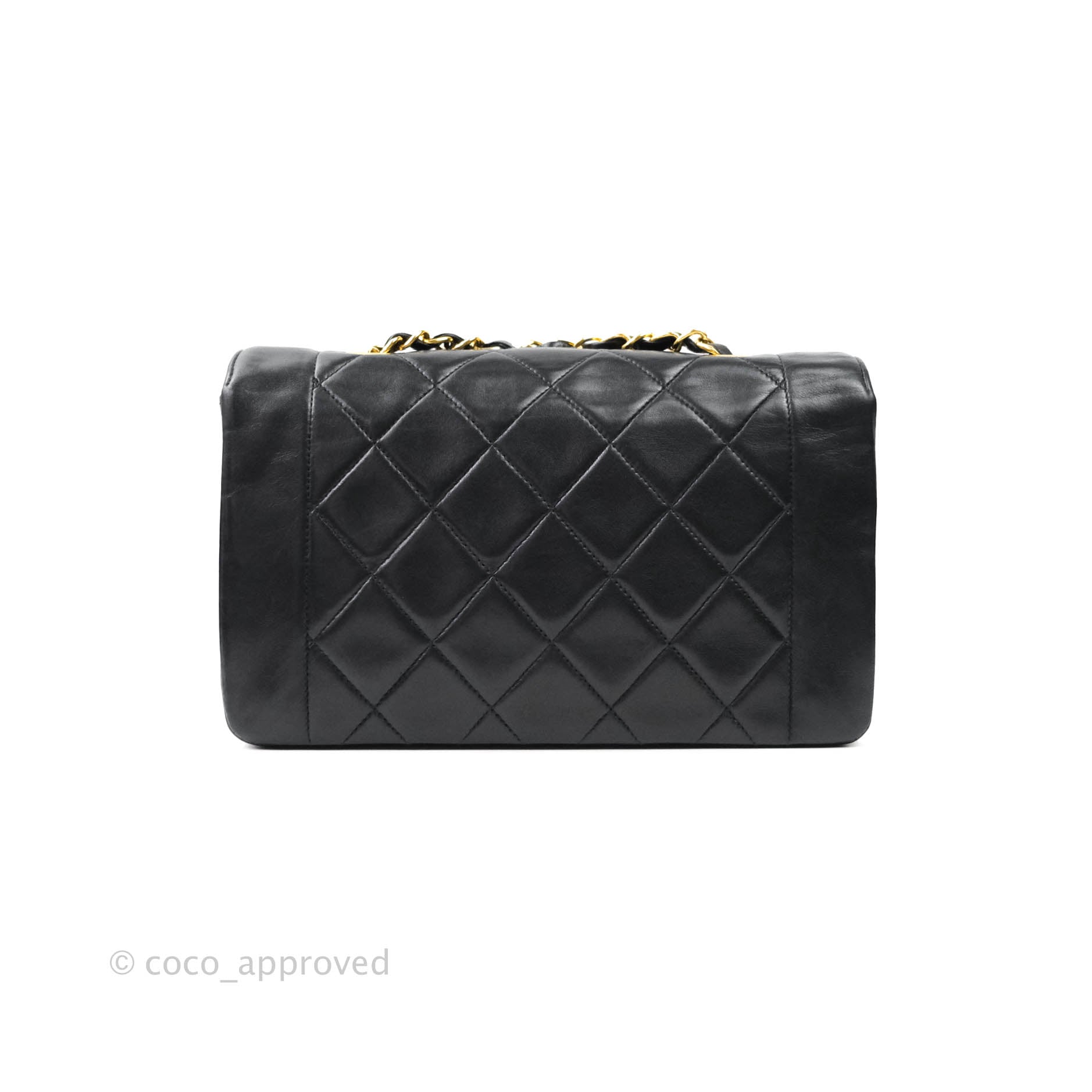 Authentic Chanel Black Quilted Lambskin Small Vintage Classic Diana Flap Bag - Luxury Handbag for Women, Perfect for Evening Events & Special Occasions