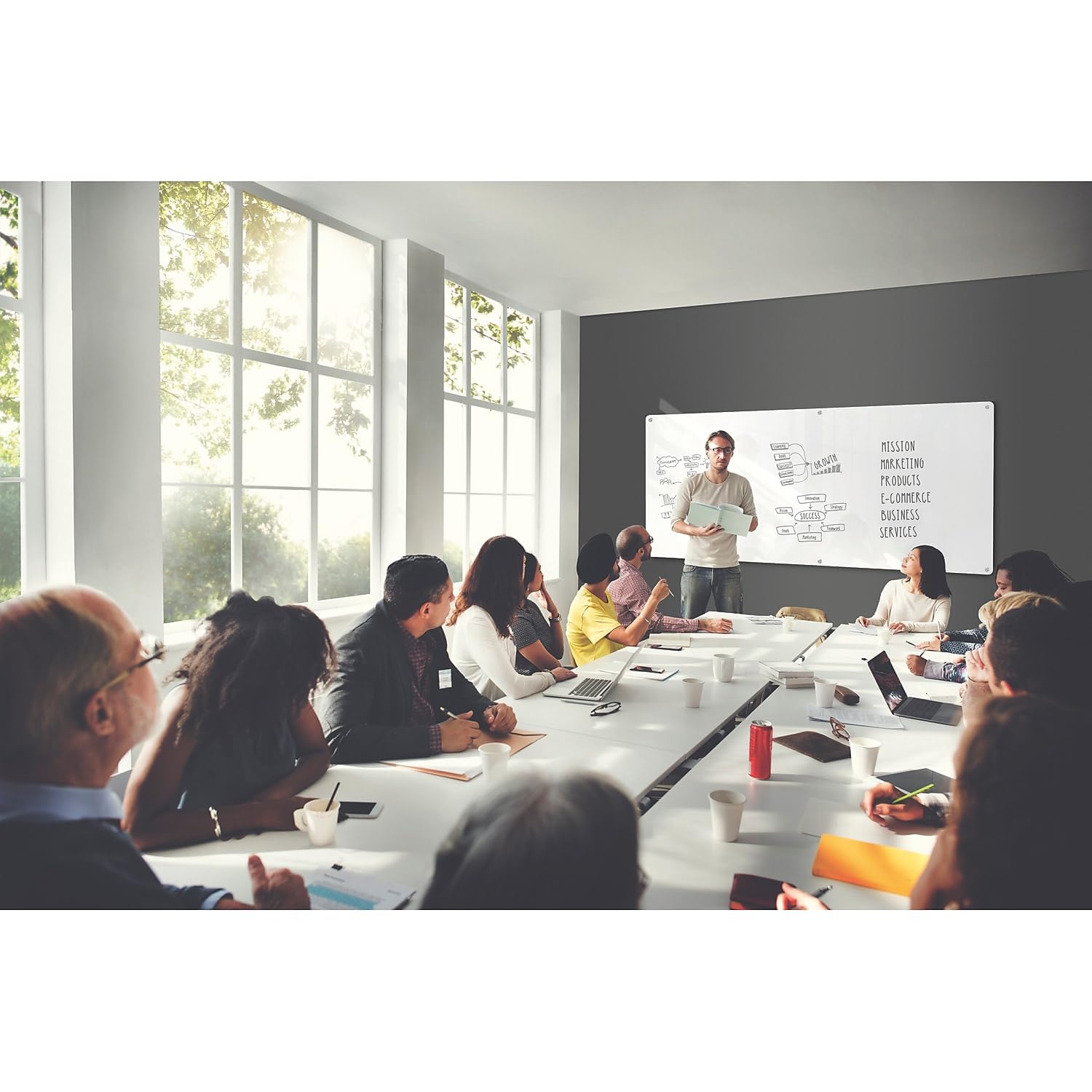 2'x3' Harmony Glass Whiteboard with Radius Corners - Includes 4 Dry Erase Markers & Eraser - Perfect for Home Office, Classroom & Conference Room Organization